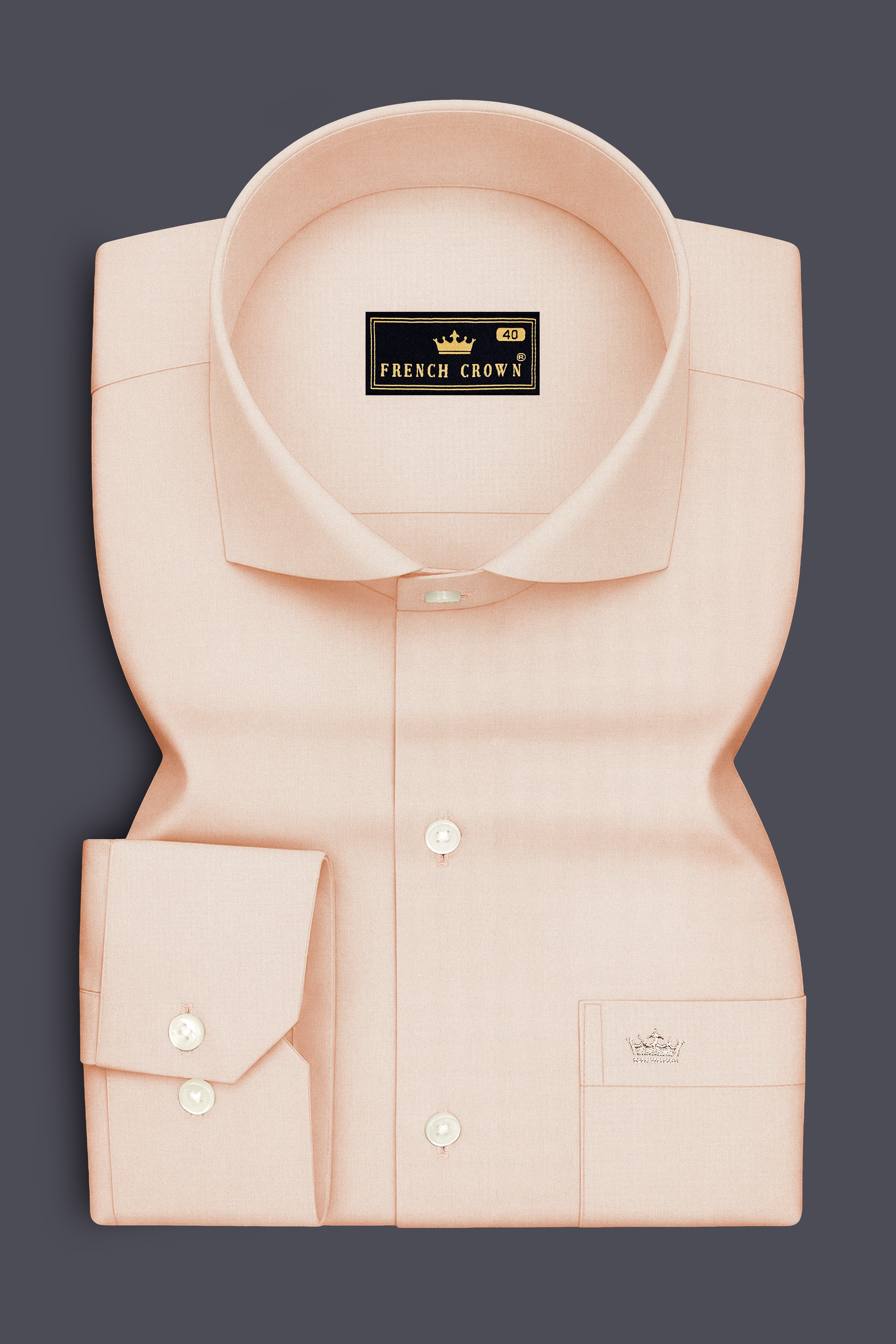 Blushen-Bonny Peach Premium Giza Cotton Cut Away Collar Dress Shirt
