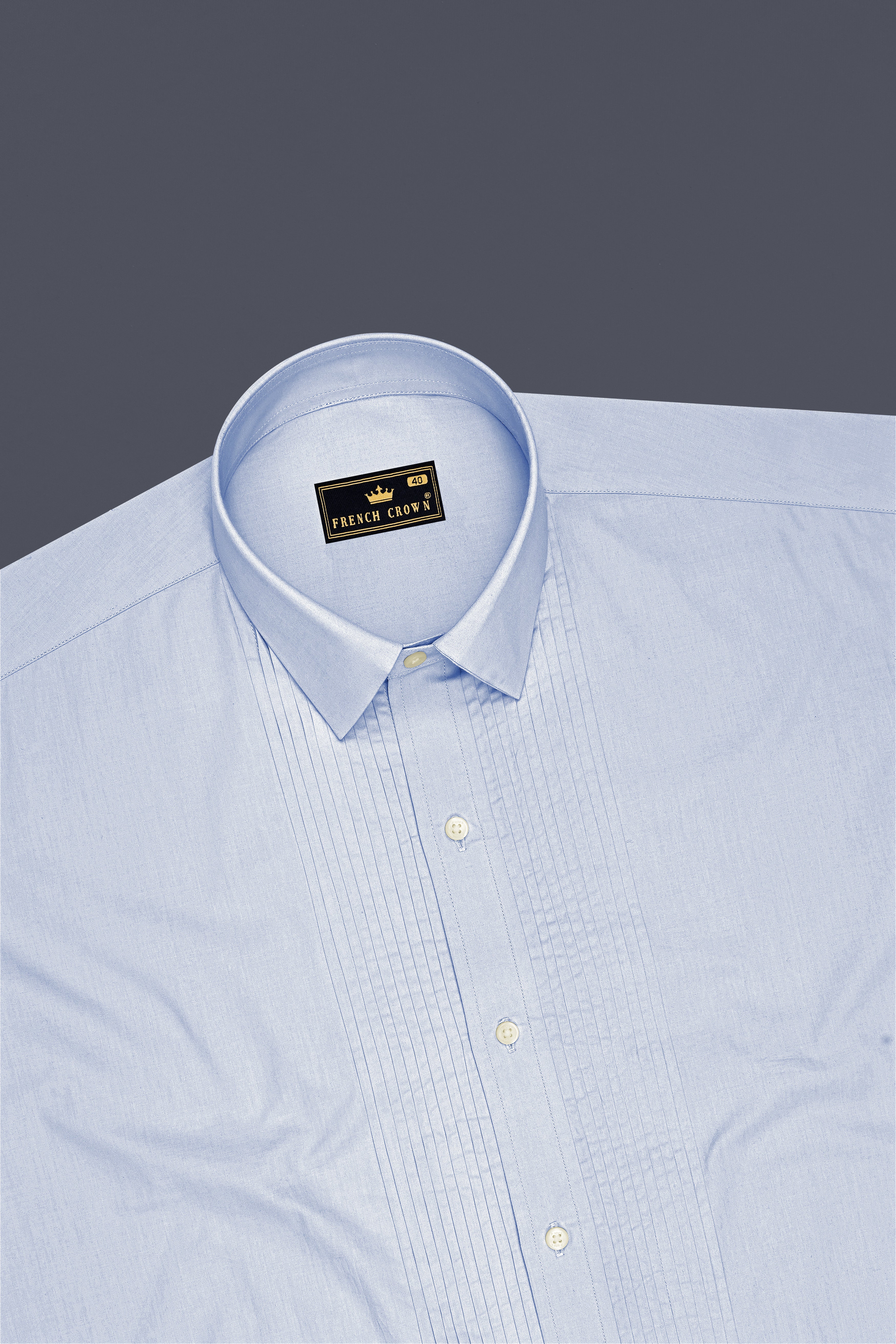 Ceruleo-Botticelli Blue Premium Giza Cotton Tuxedo Dress Shirt