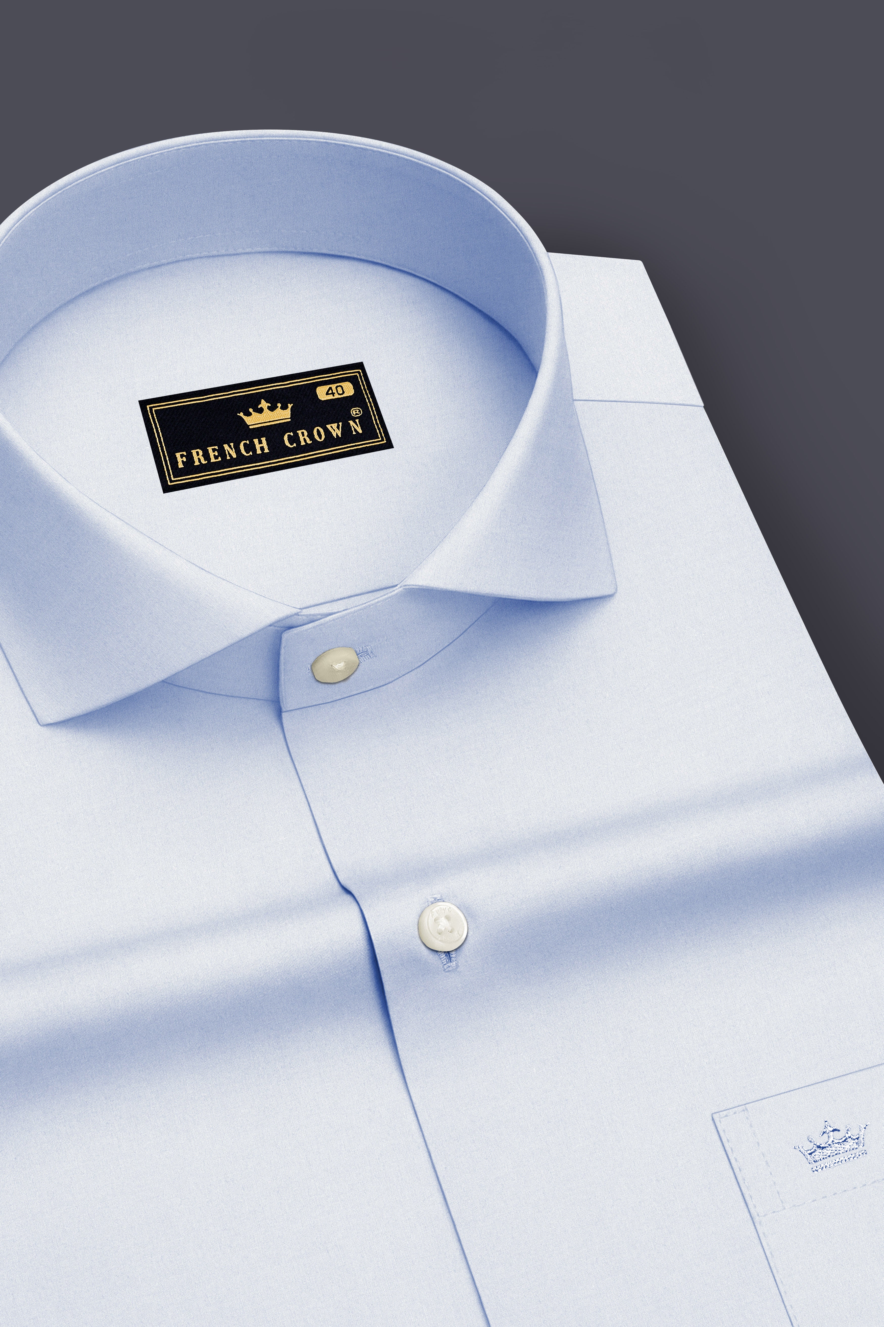 Ceruleo-Botticelli Blue Premium Giza Cotton Cut Away Collar Dress Shirt