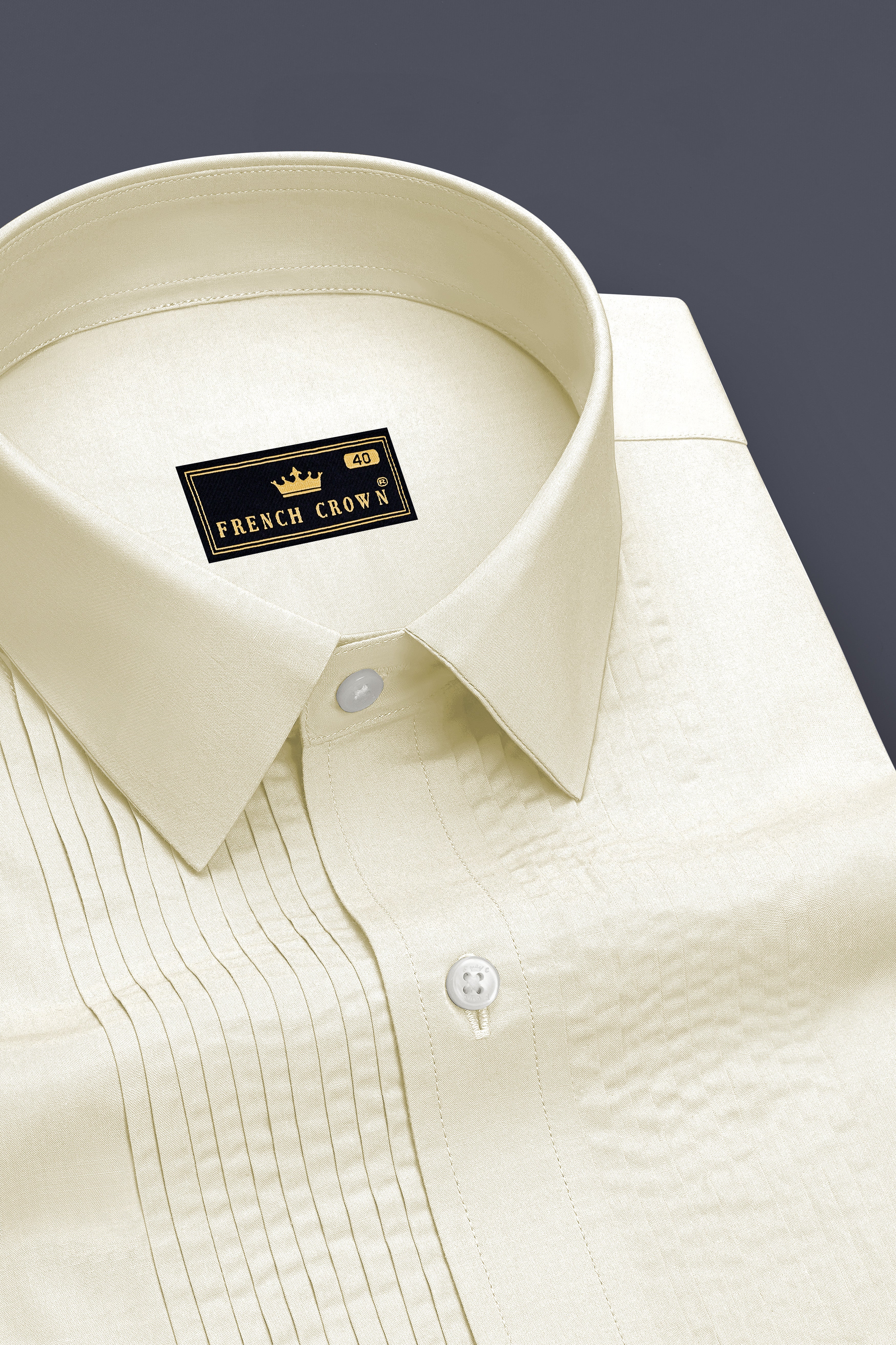 Nivalis-Merink Off White Premium Giza Cotton Tuxedo Dress Shirt