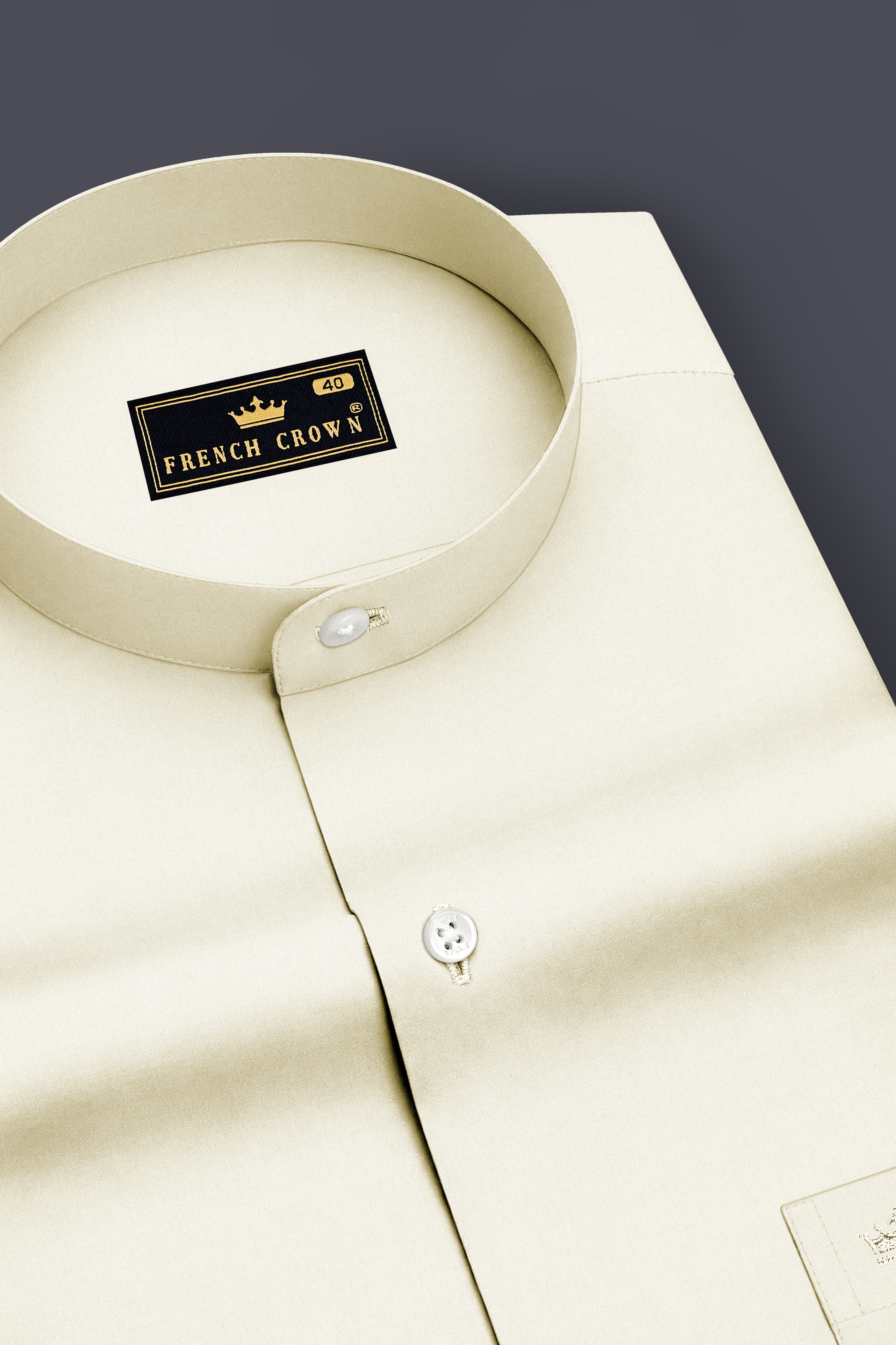 Nivalis-Merink Off White Premium Giza Cotton Mandarin Casual Shirt