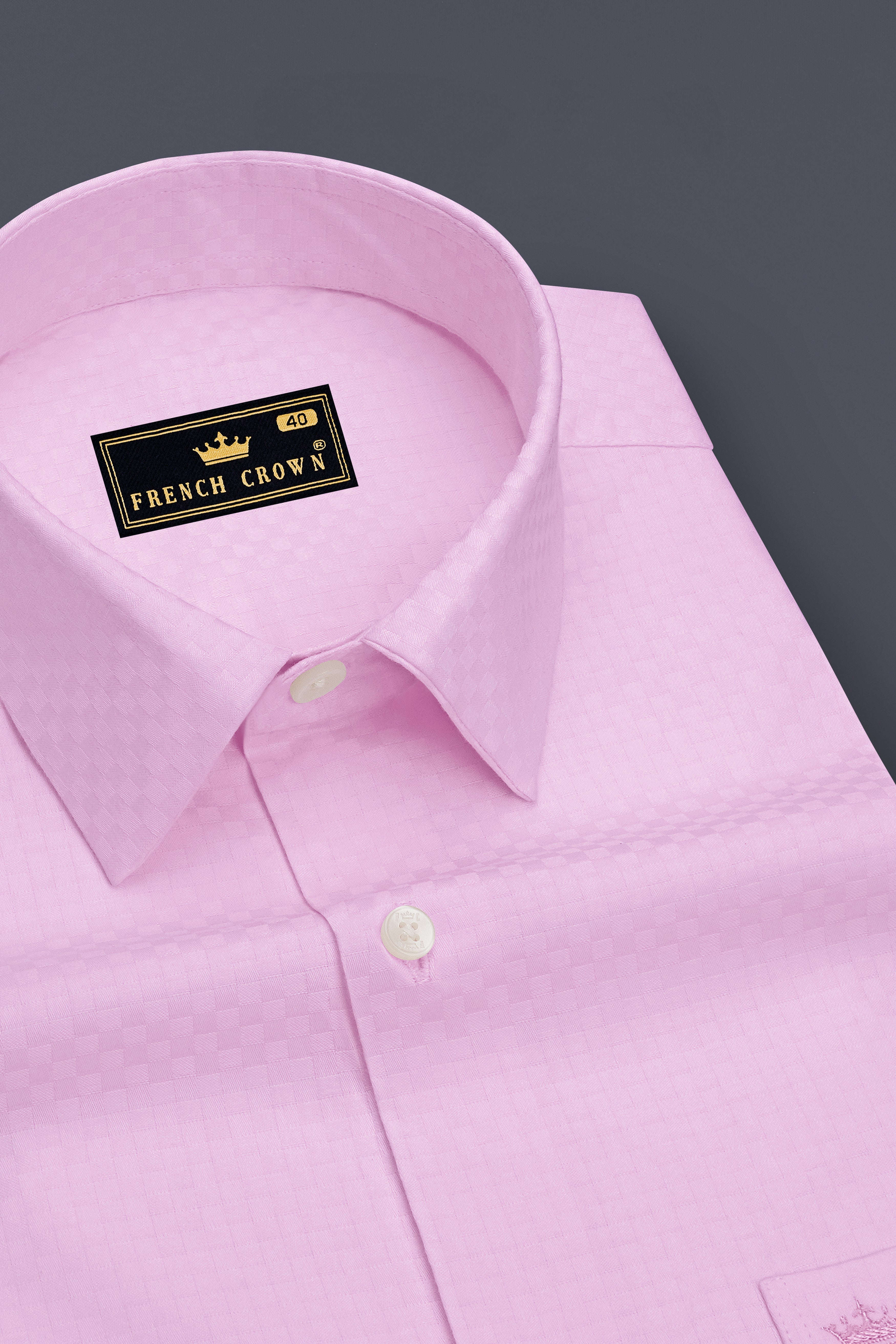 Petalis-Cherub Pink Dobby Textured Premium Giza Cotton Dress Shirt