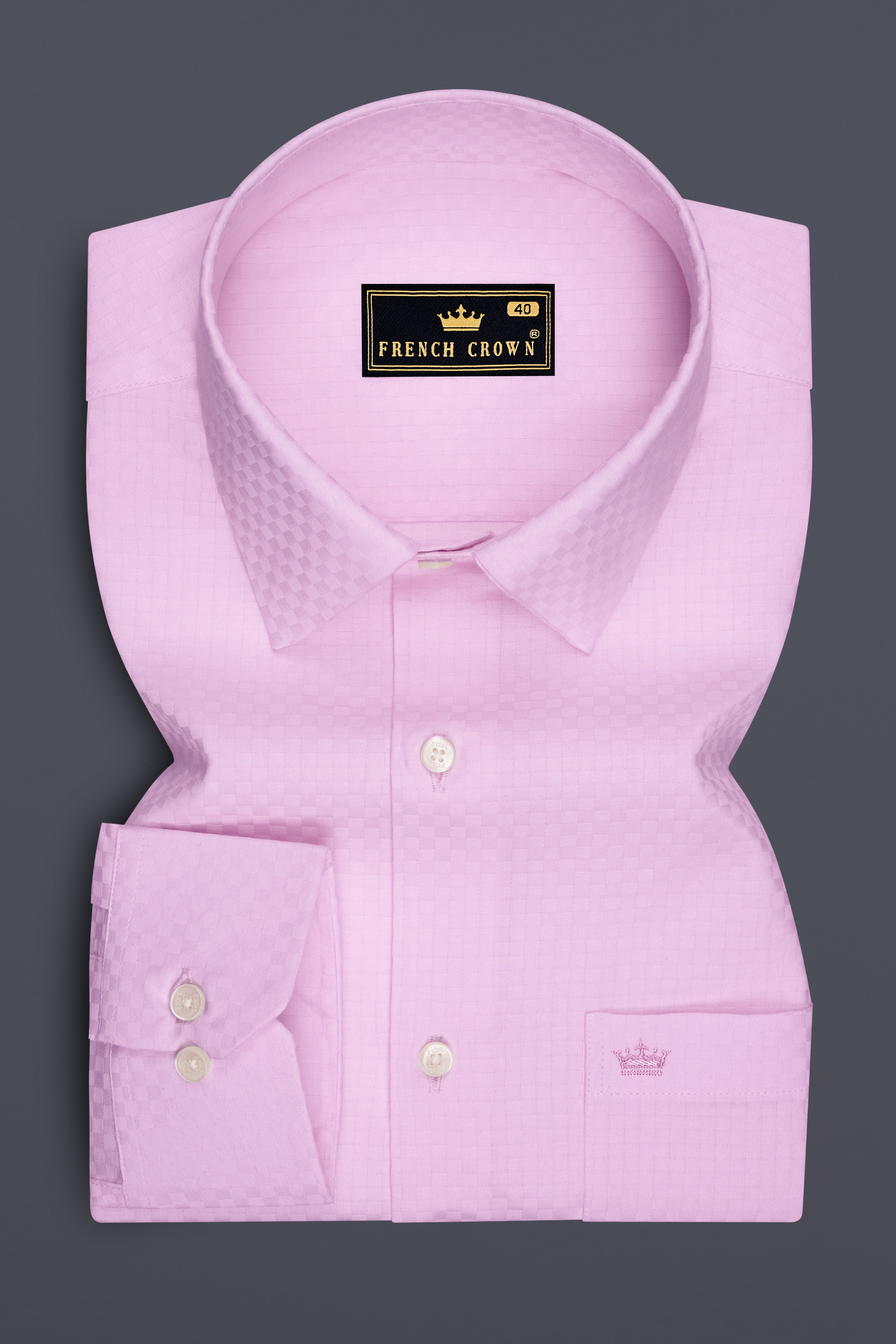 Petalis-Cherub Pink Dobby Textured Premium Giza Cotton Dress Shirt