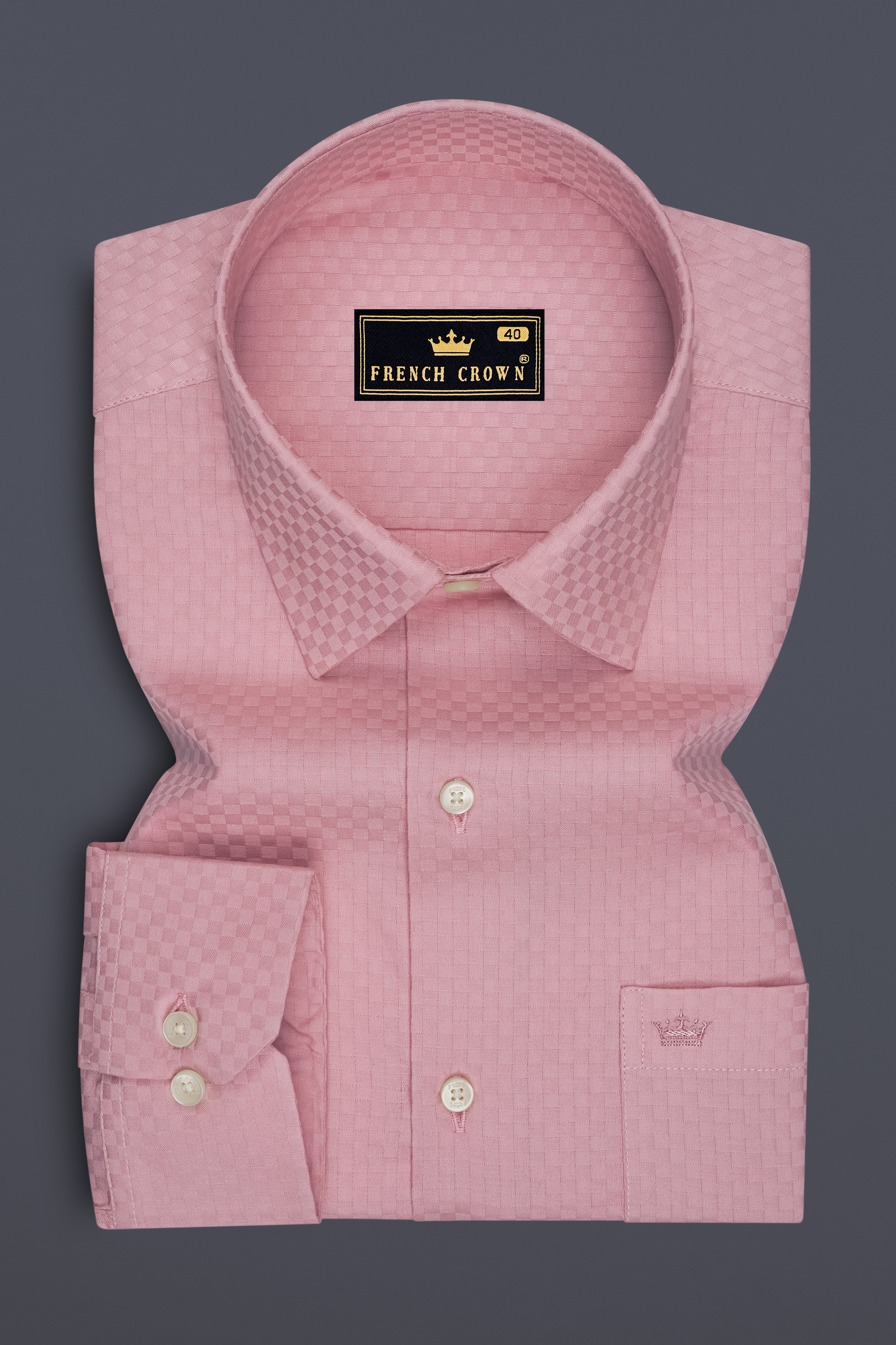 Velisse-Careys Pink Dobby Textured Premium Giza Cotton Dress Shirt