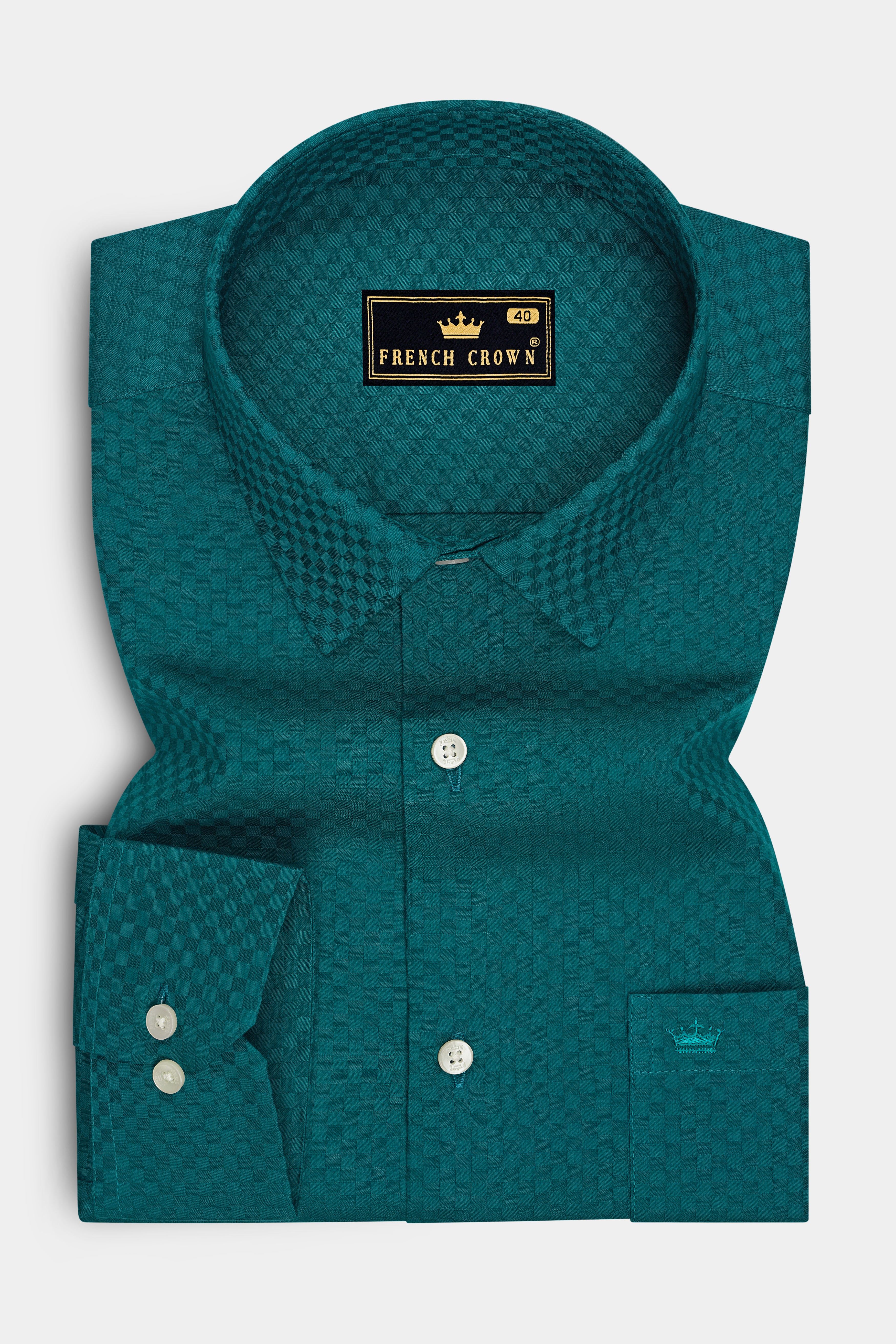 Nautis-Sherpa Blue Dobby Textured Premium Giza Cotton Dress Shirt