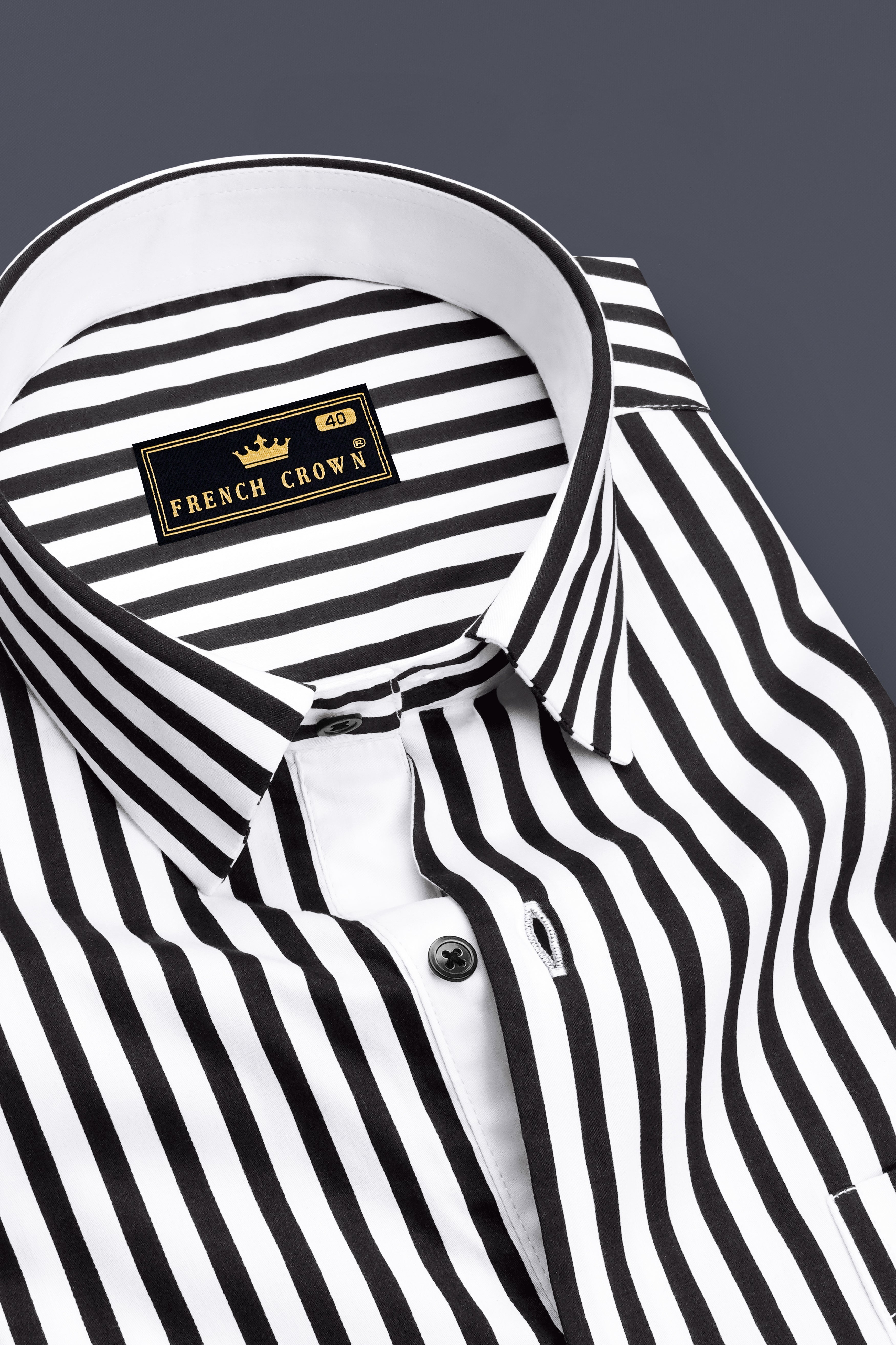 Regalis-Jade Black And Bright White Candy Striped Subtle Sheen Super Soft Premium Cotton Dress Shirt