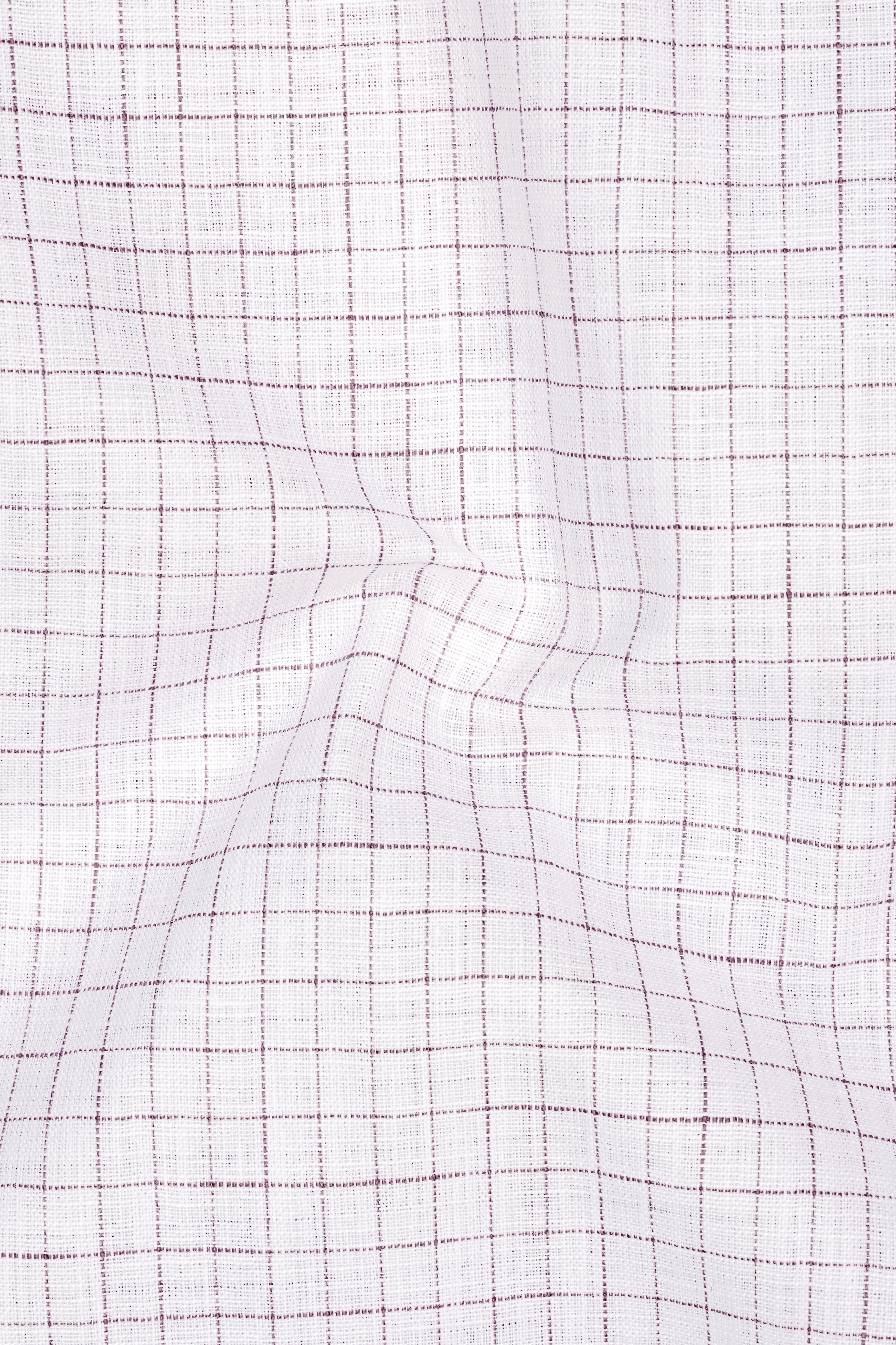 Eminence-Bright White And Nobel Pink Windowpane Luxurious Linen Button Down Dress Shirt