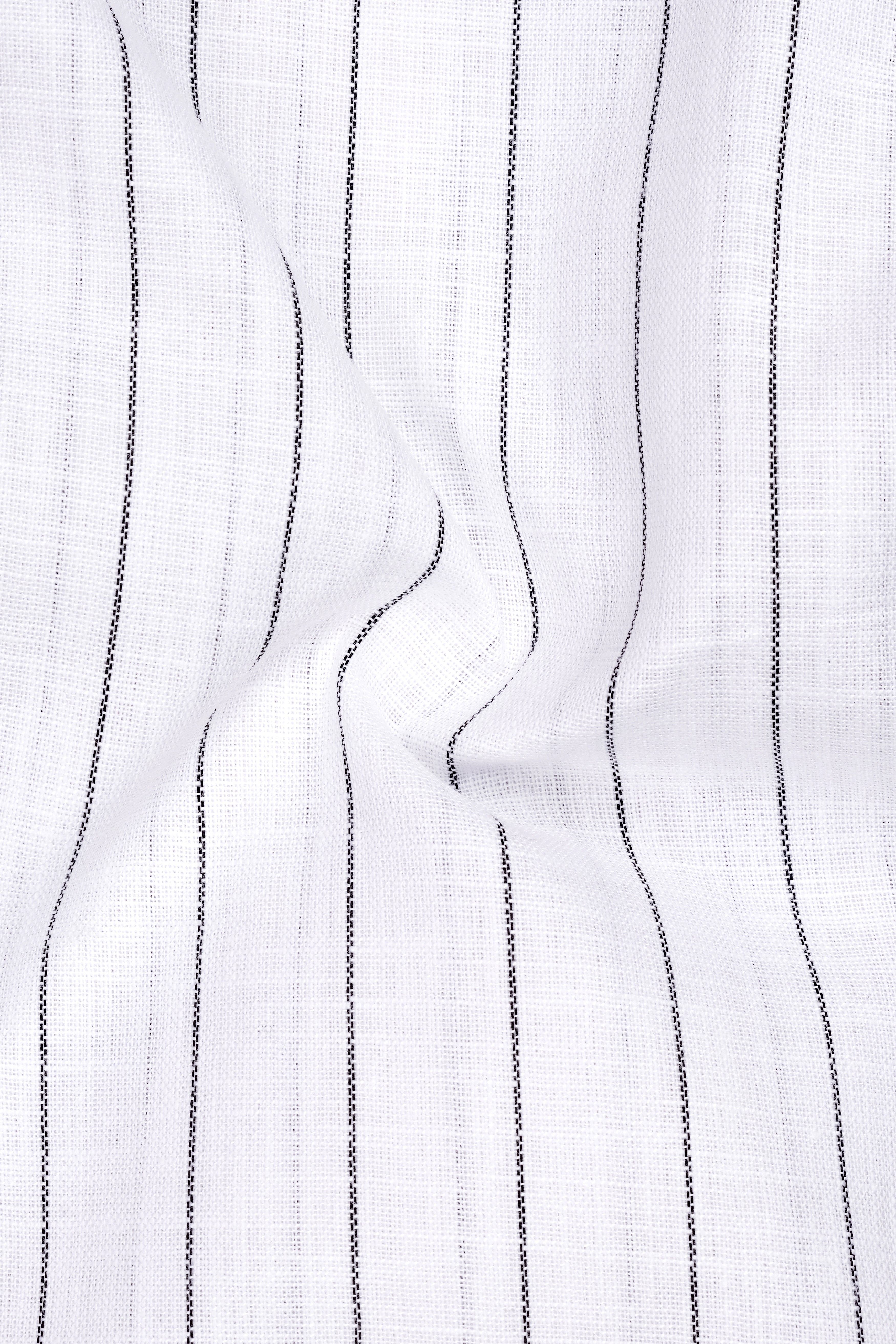 Elysian-Bright White And Jade Black Pin Striped Luxurious Linen Button Down Dress Shirt