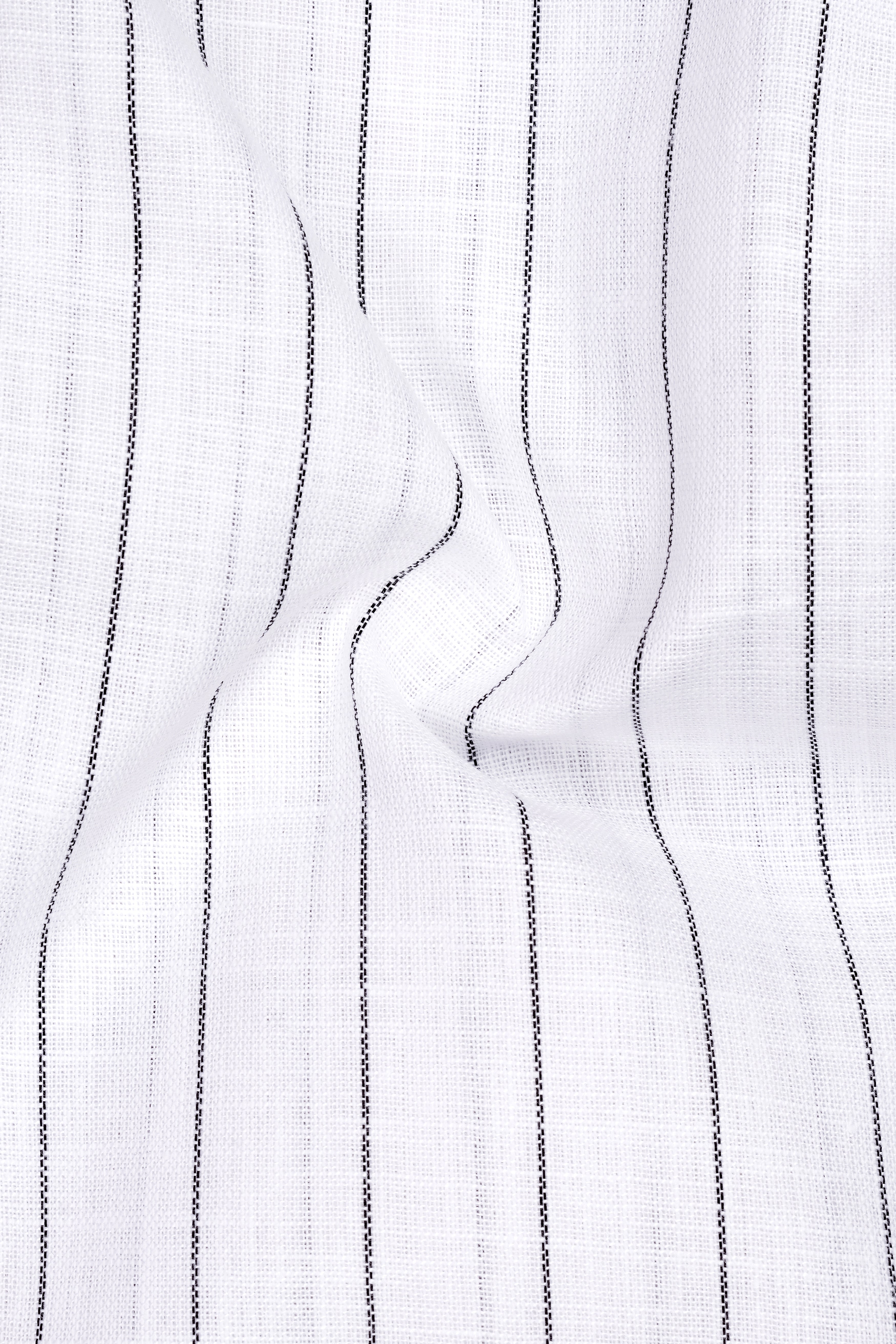 Elysian-Bright White And Jade Black Pin Striped Luxurious Linen Mandarin Casual Shirt