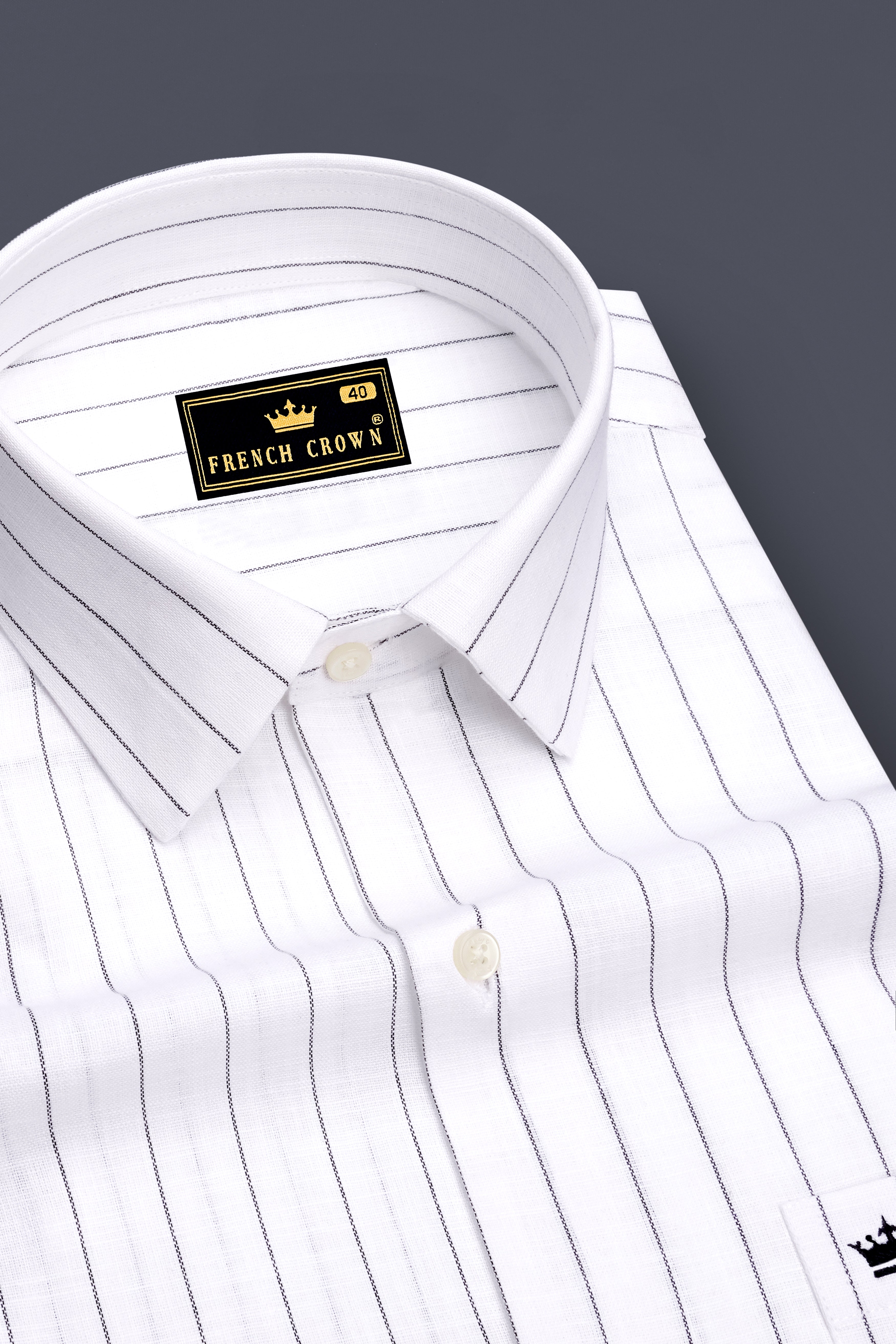 Elysian-Bright White And Jade Black Pin Striped Luxurious Linen Dress Shirt