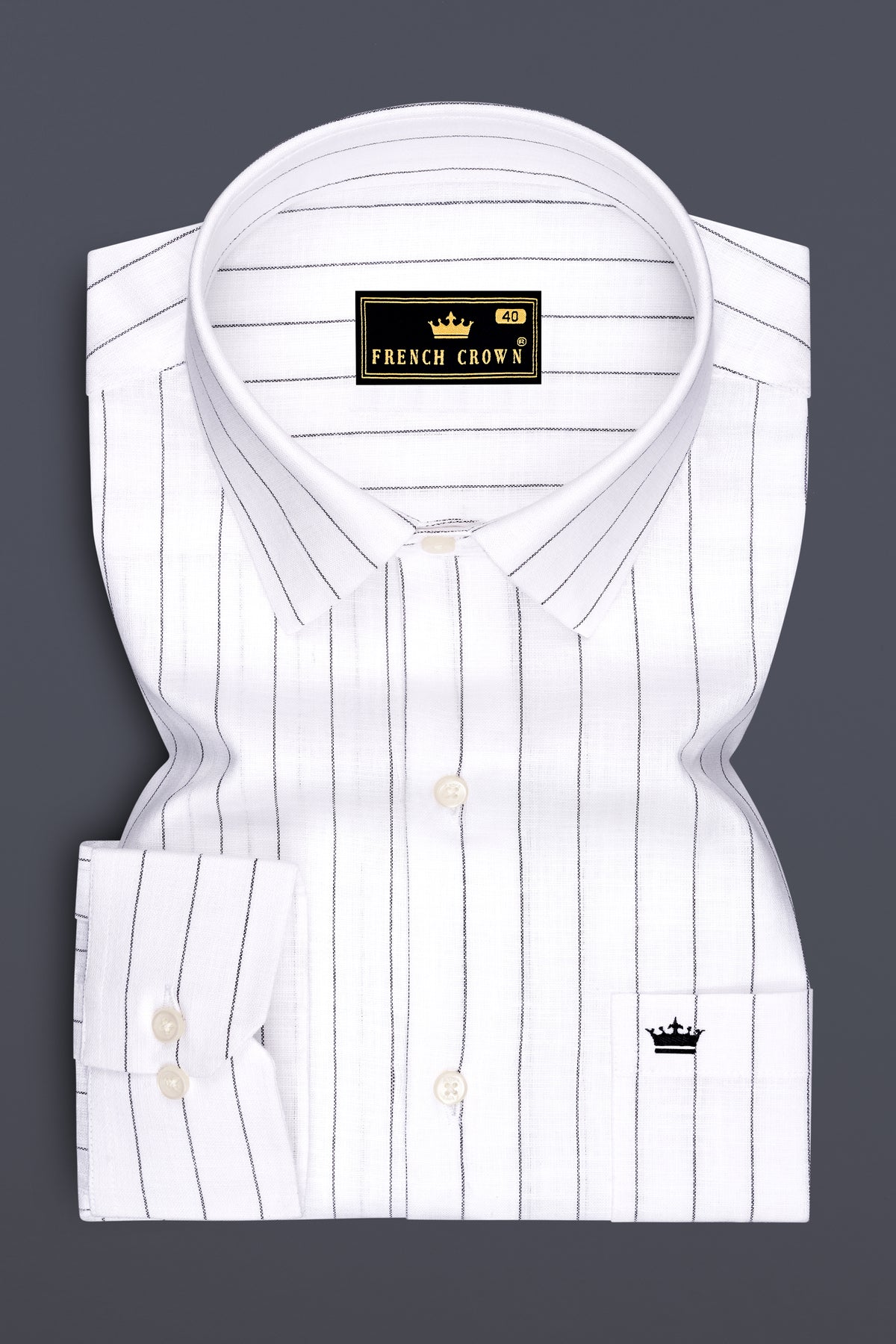 Elysian-Bright White And Jade Black Pin Striped Luxurious Linen Dress Shirt
