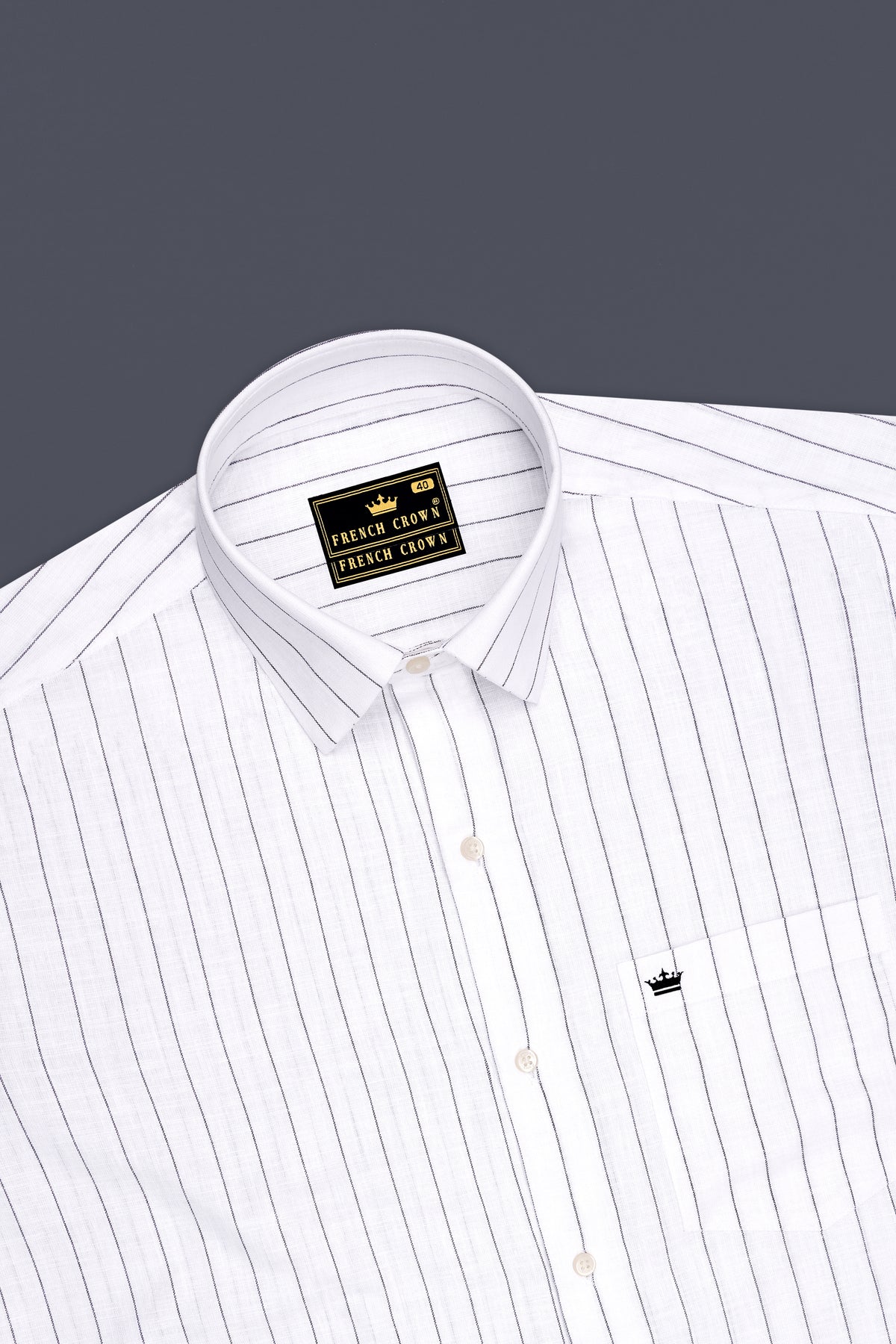 Elysian-Bright White And Jade Black Pin Striped Luxurious Linen Dress Shirt