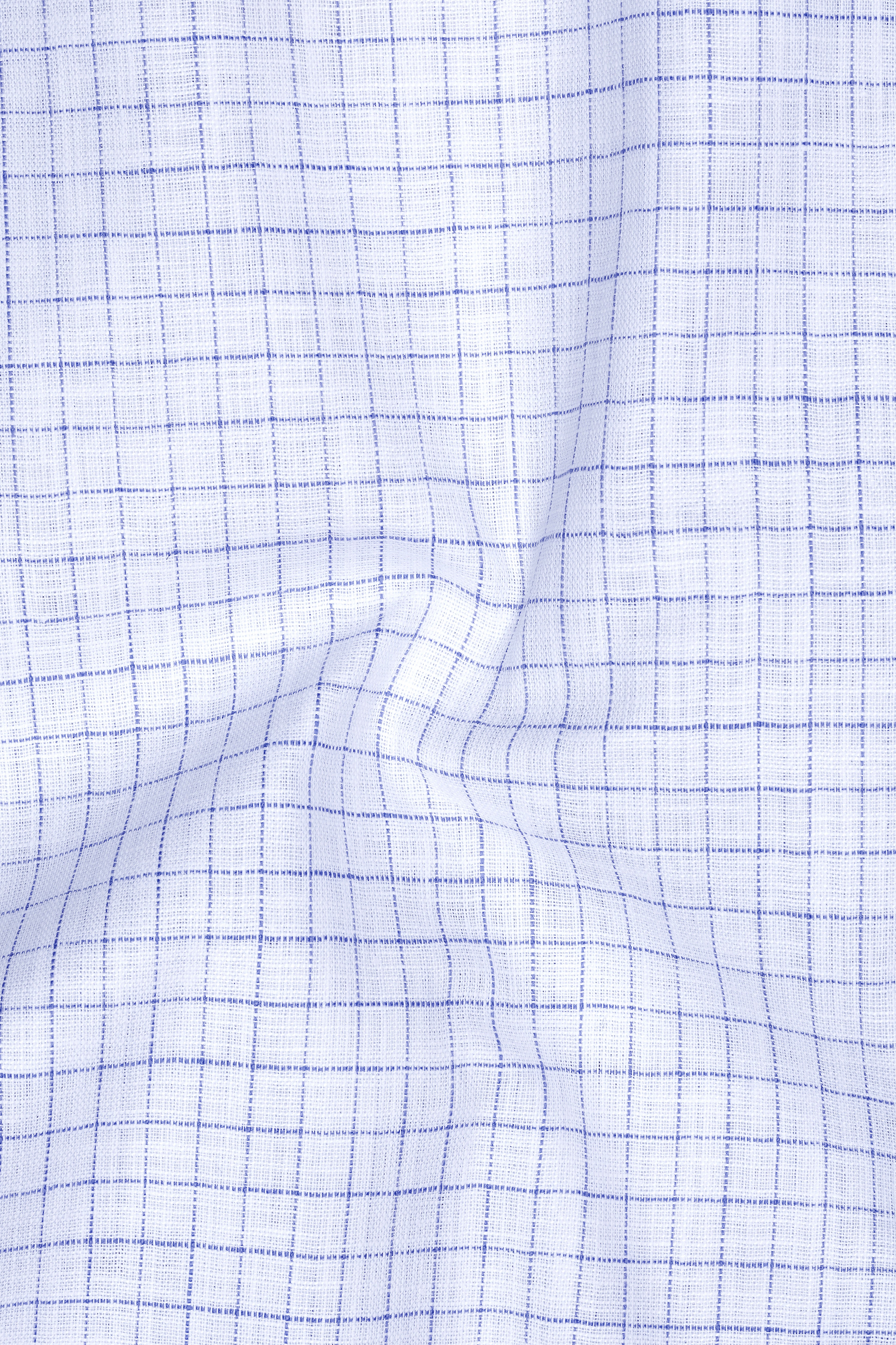 Breeze-Bright White And Tufts Blue Windowpane Luxurious Linen Button Down Dress Shirt