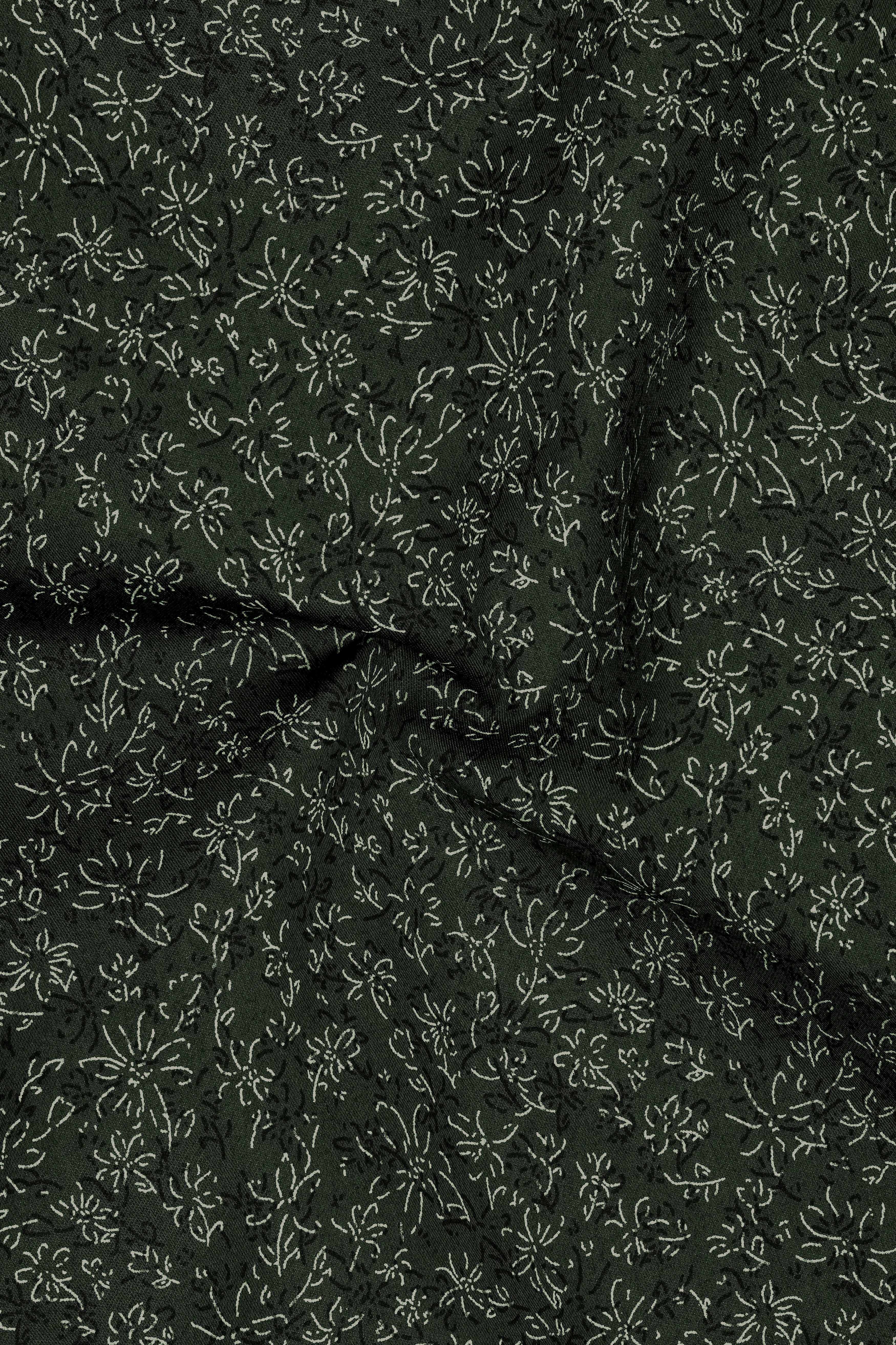 Viridian-Heavy Green Floral Vine Printed Subtle Sheen Soft Premium Cotton Cut Away Dress Shirt