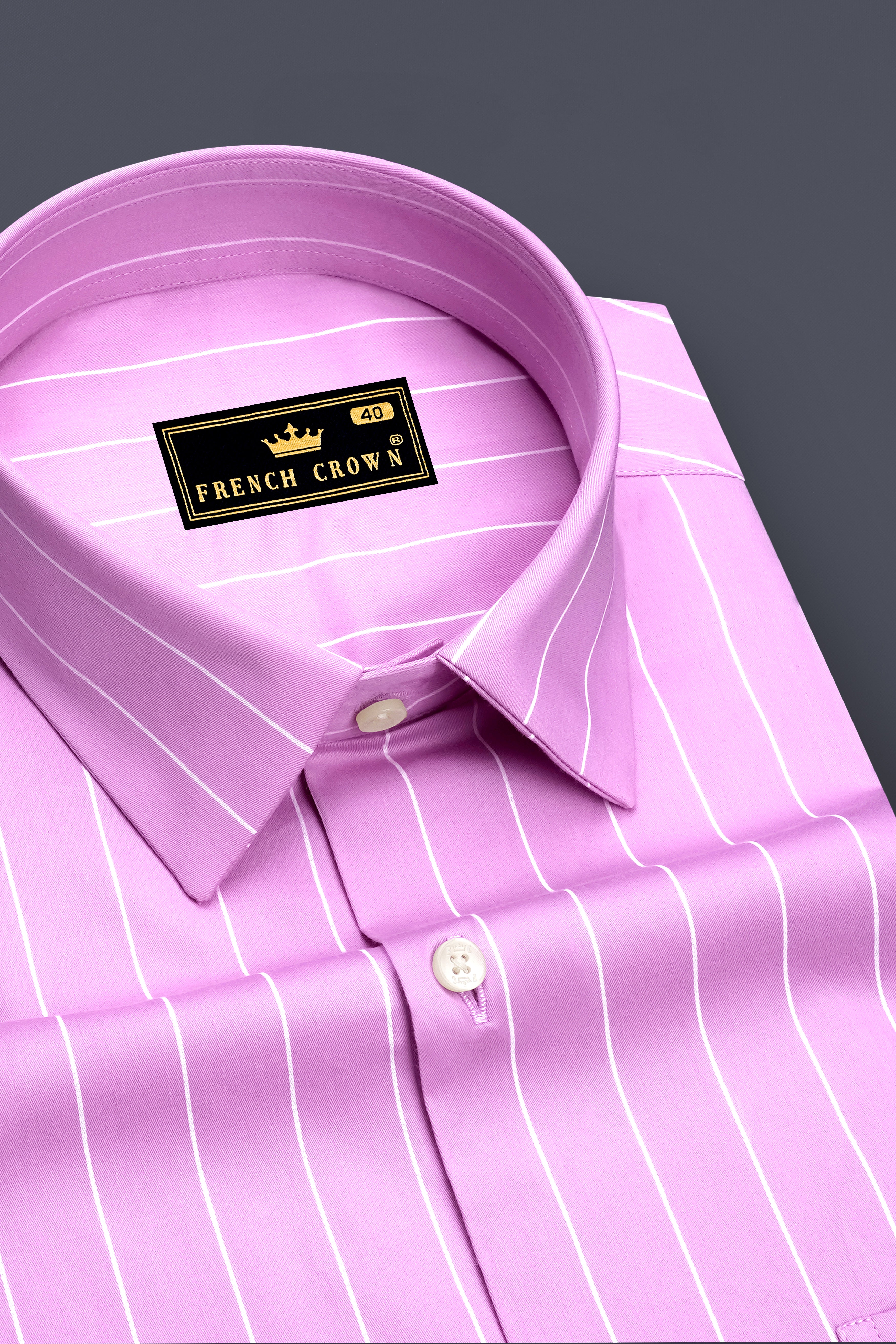 Rosario-Blossom Pink And Bright White Pin Striped Subtle Sheen Super Soft Premium Cotton Dress Shirt