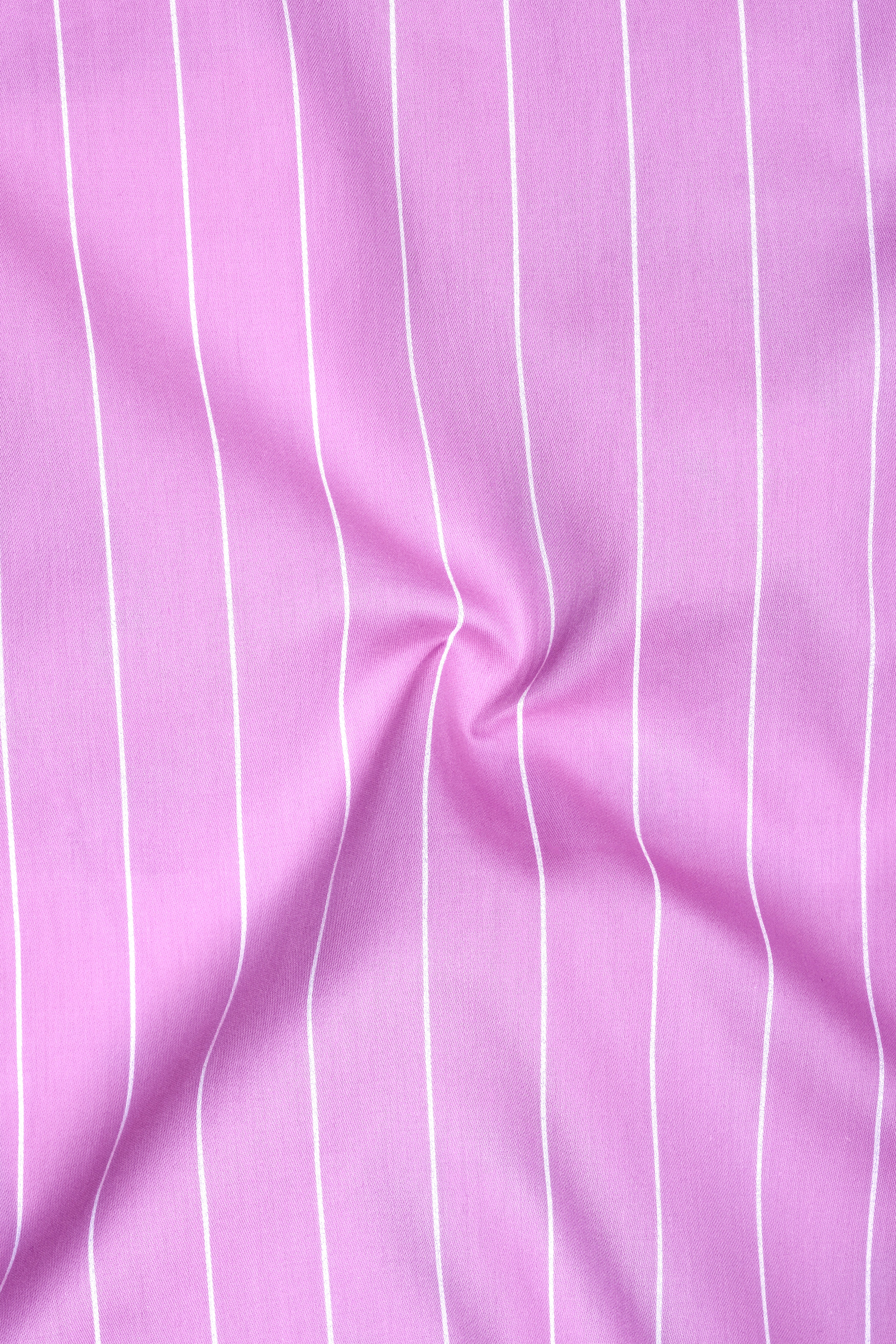Rosario-Blossom Pink And Bright White Pin Striped Subtle Sheen Premium Cotton White Cuff Collar Dress Shirt