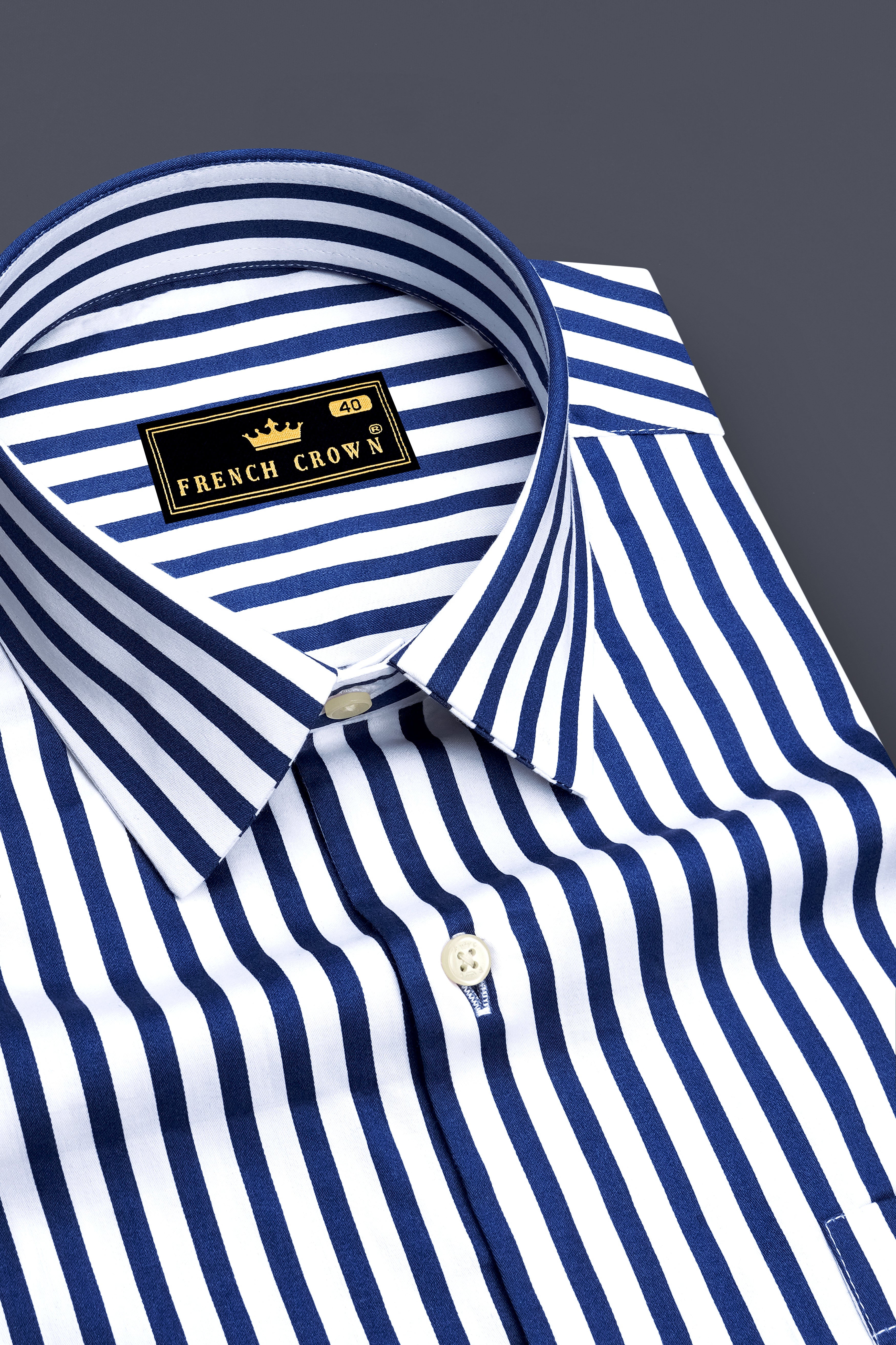 Cerulean-Lapis Blue And Bright White Candy Striped Subtle Sheen Super Soft Premium Cotton Dress Shirt