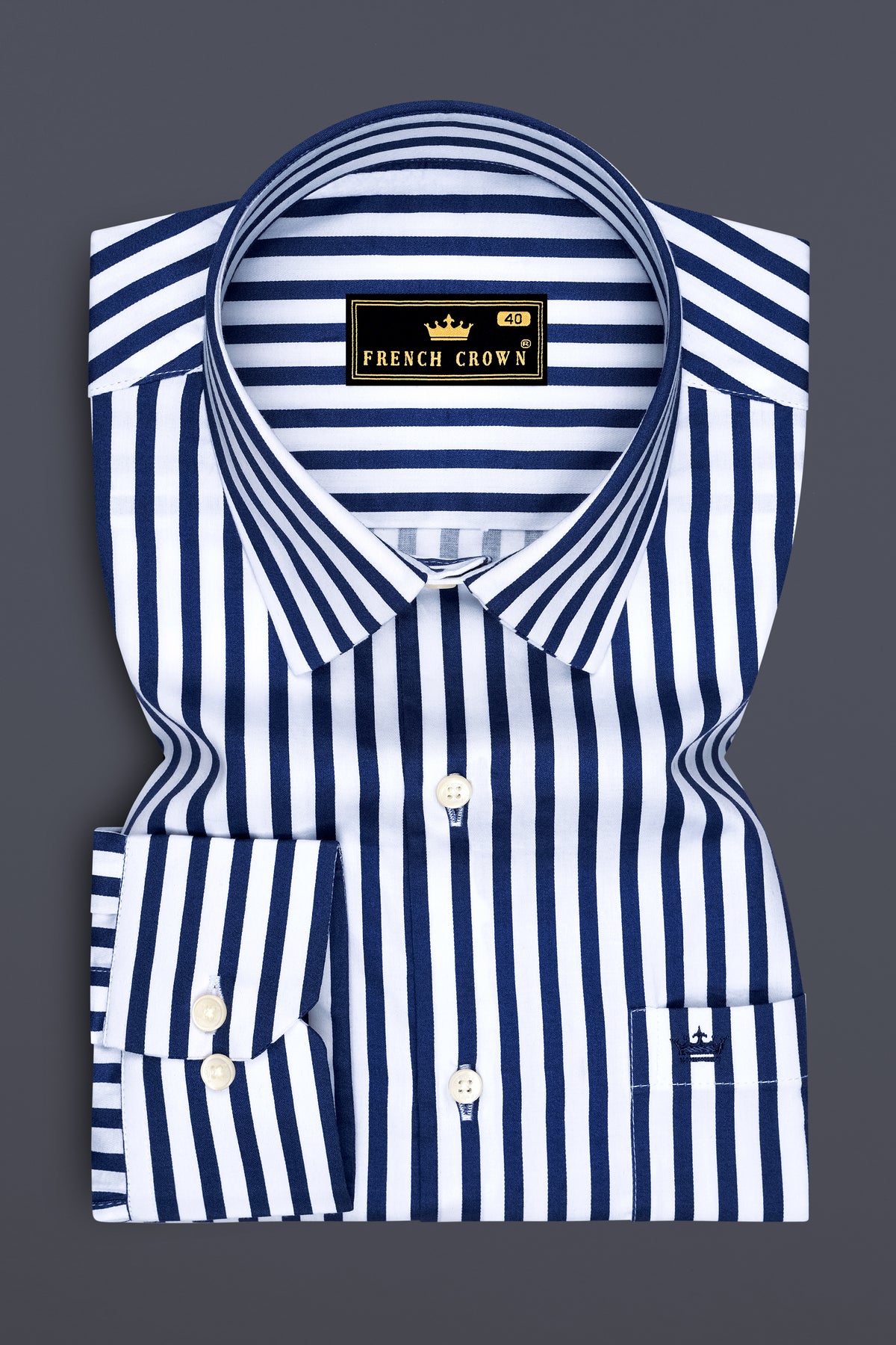 Cerulean-Lapis Blue And Bright White Candy Striped Subtle Sheen Super Soft Premium Cotton Dress Shirt