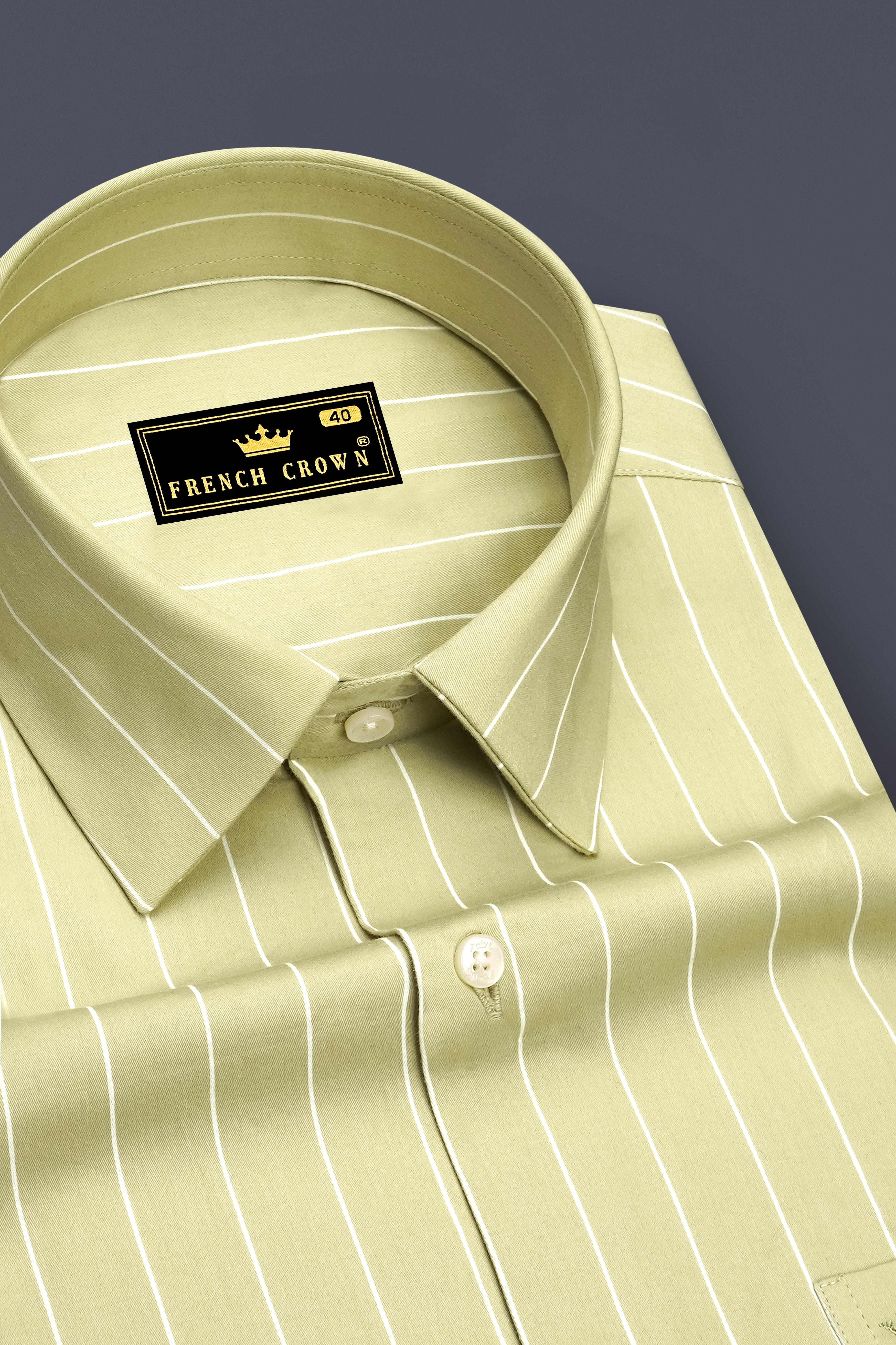 Verdant-Daiquiri Green And Bright White Pin Striped Subtle Sheen Super Soft Premium Cotton Dress Shirt