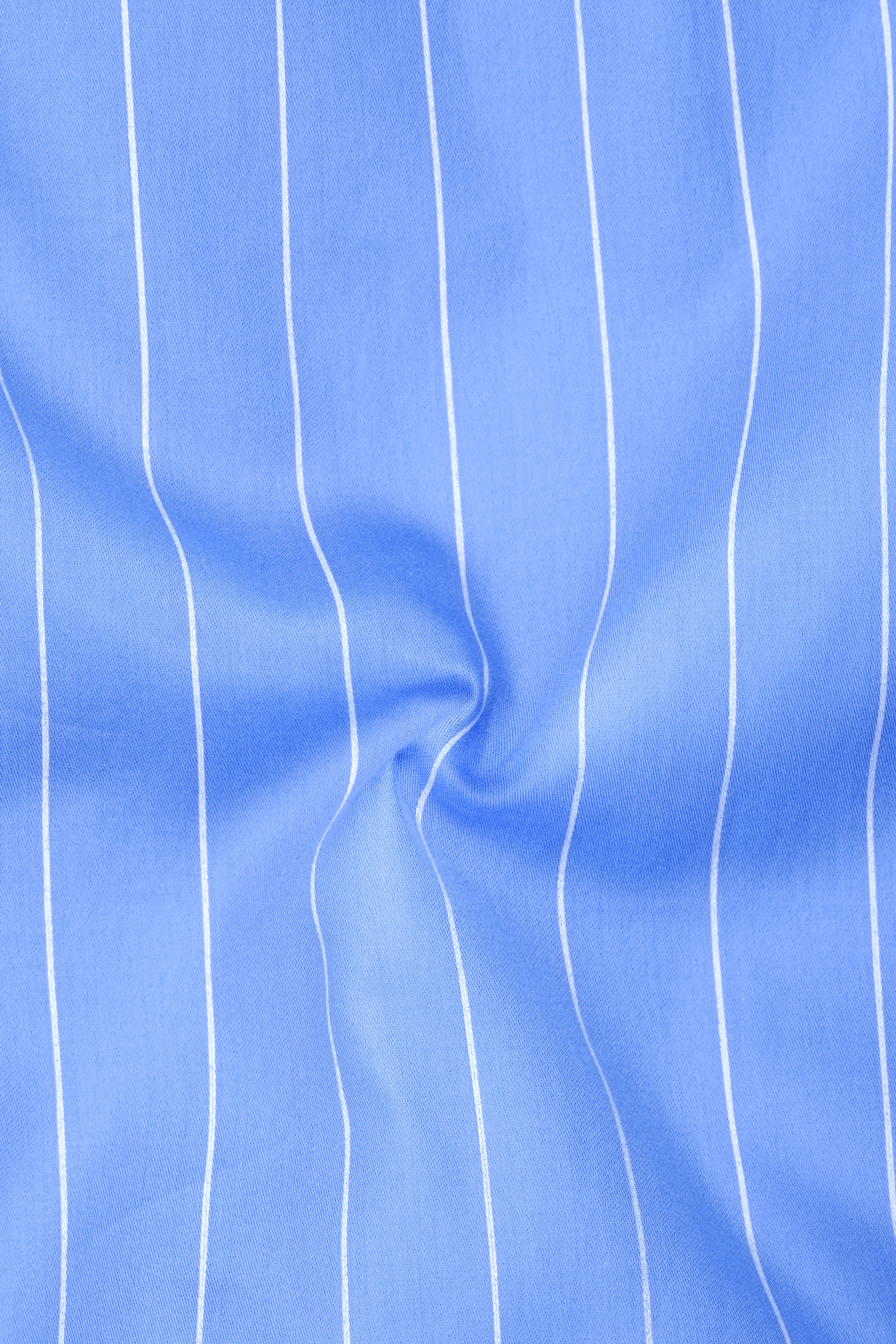Elaris-Periwinkle Blue And Bright White Pin Striped Subtle Sheen Premium Cotton White Cuff Collar Dress Shirt