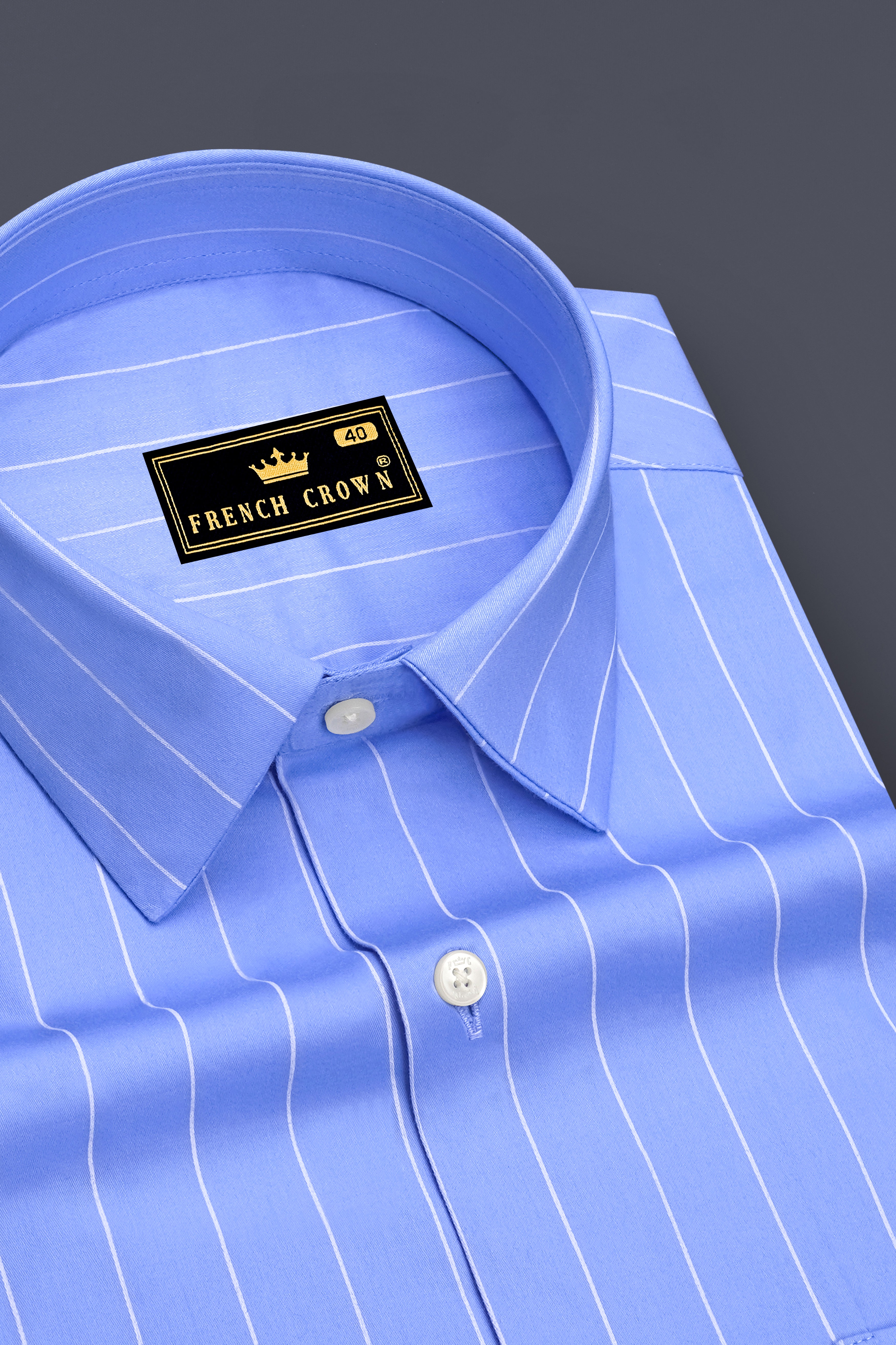 Elaris-Periwinkle Blue And Bright White Pin Striped Subtle Sheen Super Soft Premium Cotton Dress Shirt