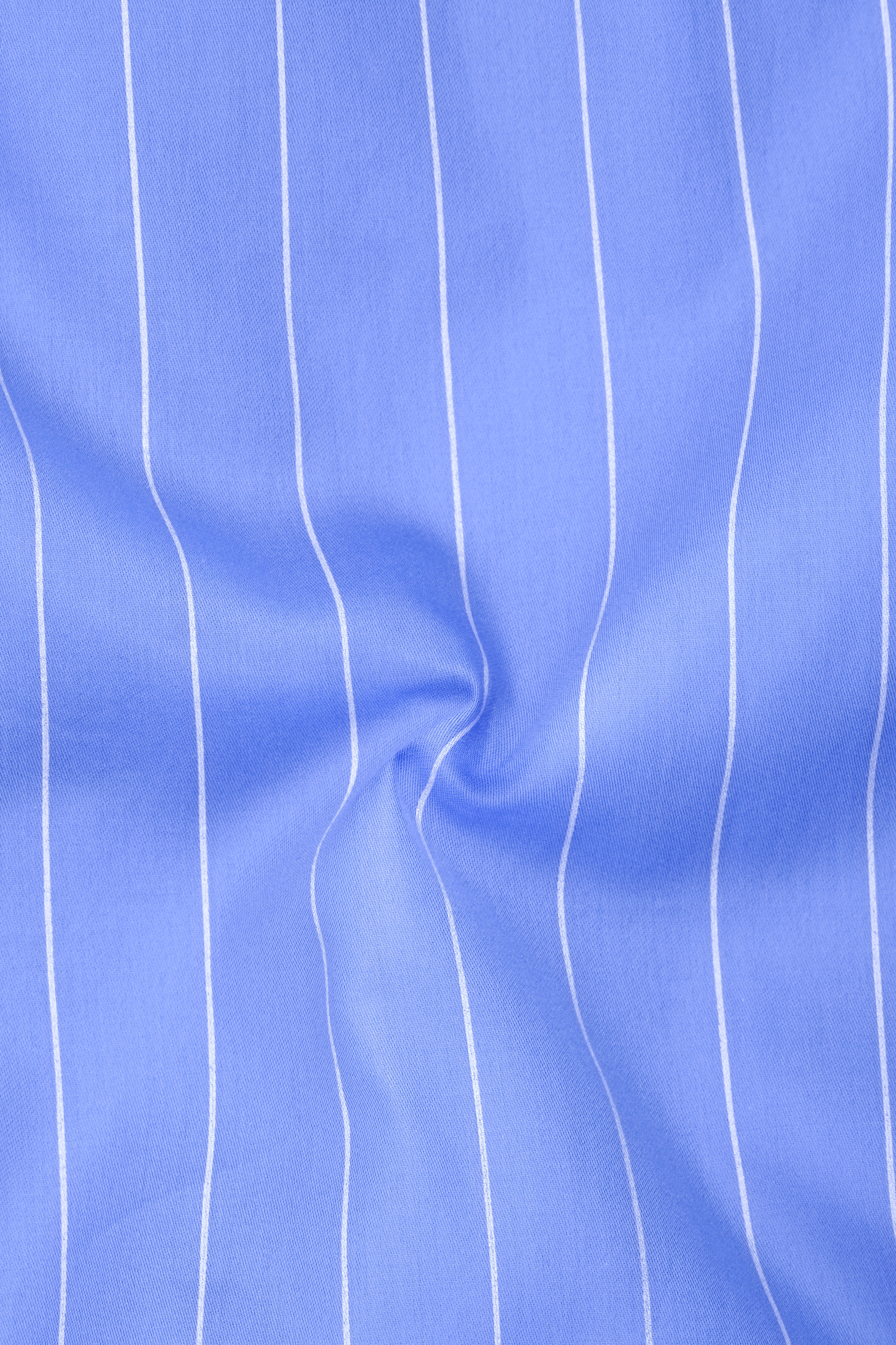 Elaris-Periwinkle Blue And Bright White Pin Striped Subtle Sheen Super Soft Premium Cotton Dress Shirt