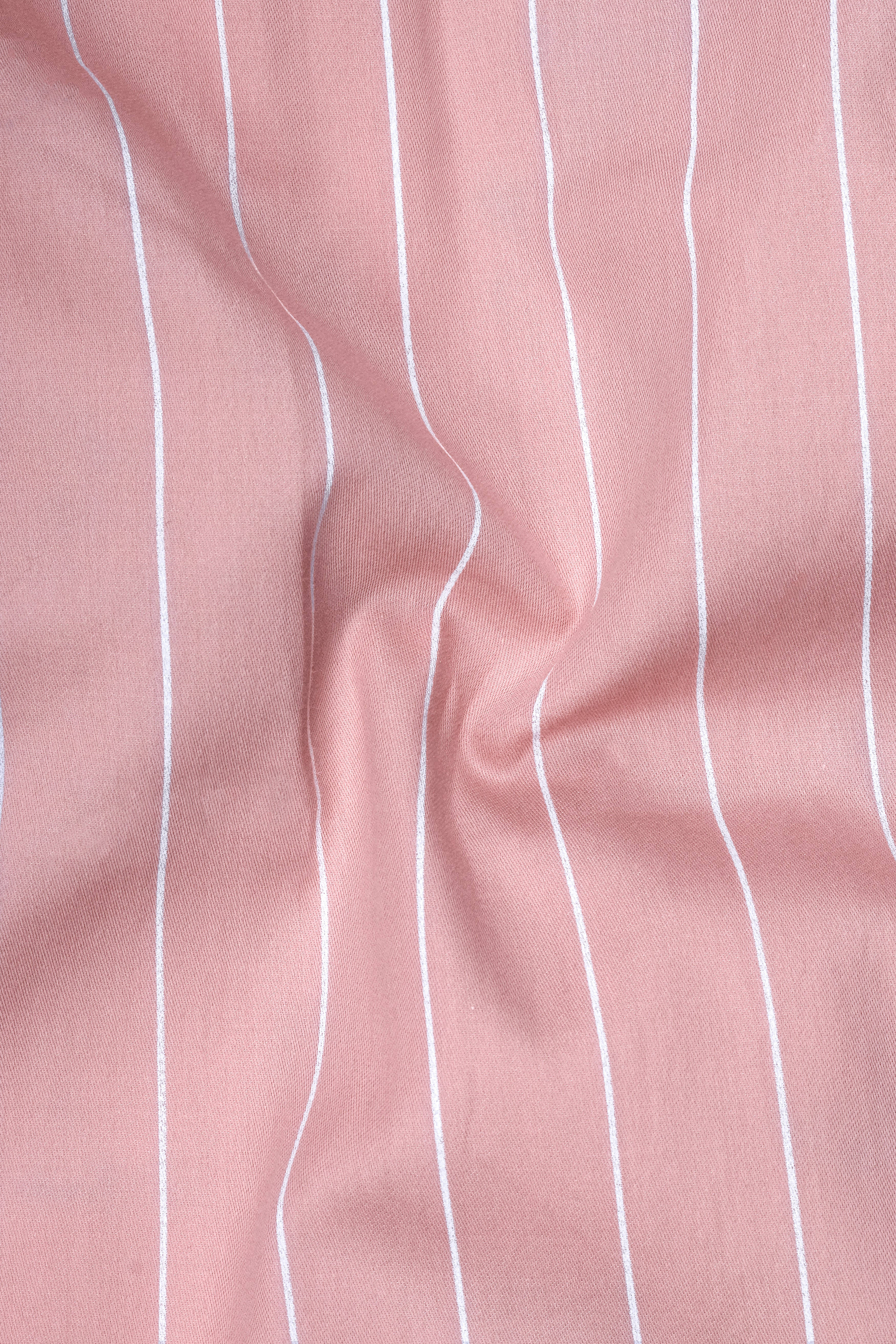 Virelle-Chestnut Pink And Bright White Pin Striped Subtle Sheen Super Soft Premium Cotton Dress Shirt