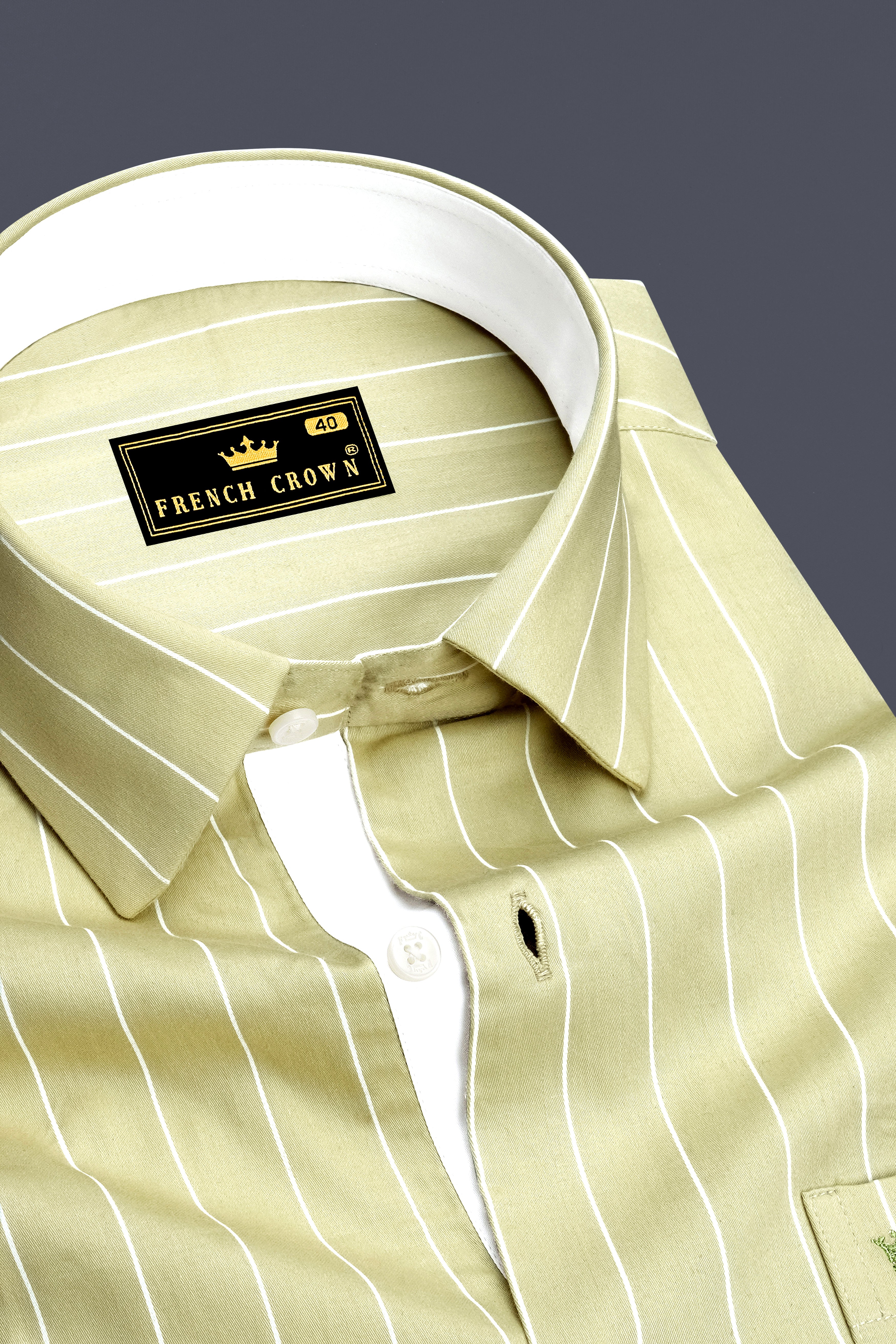 Verdant-Daiquiri Green And Bright White Pin Striped Subtle Sheen Premium Cotton Dress Shirt