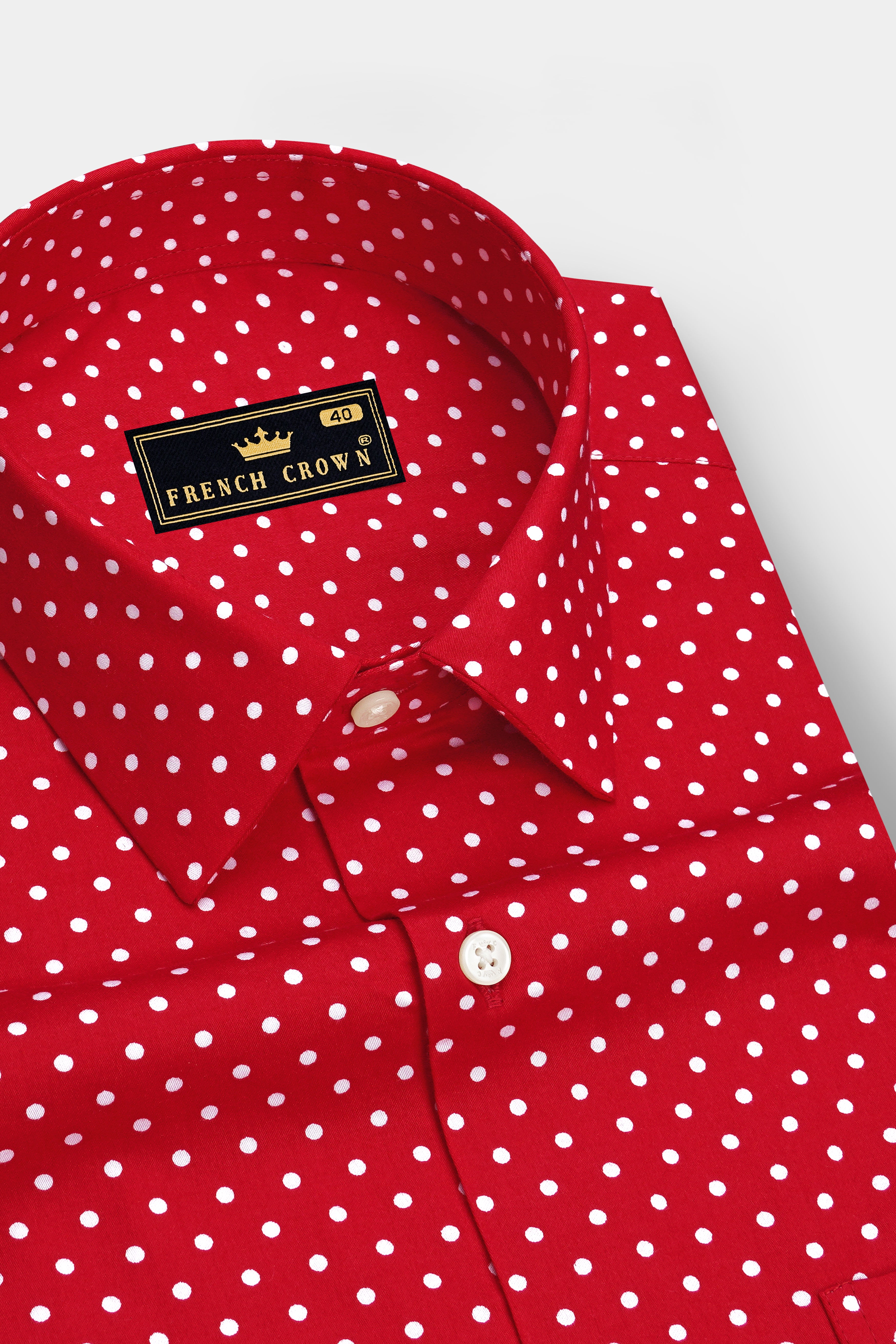Firenze-Monza Red Micro Polka Dots Subtle Sheen Super Soft Premium Cotton Dress Shirt