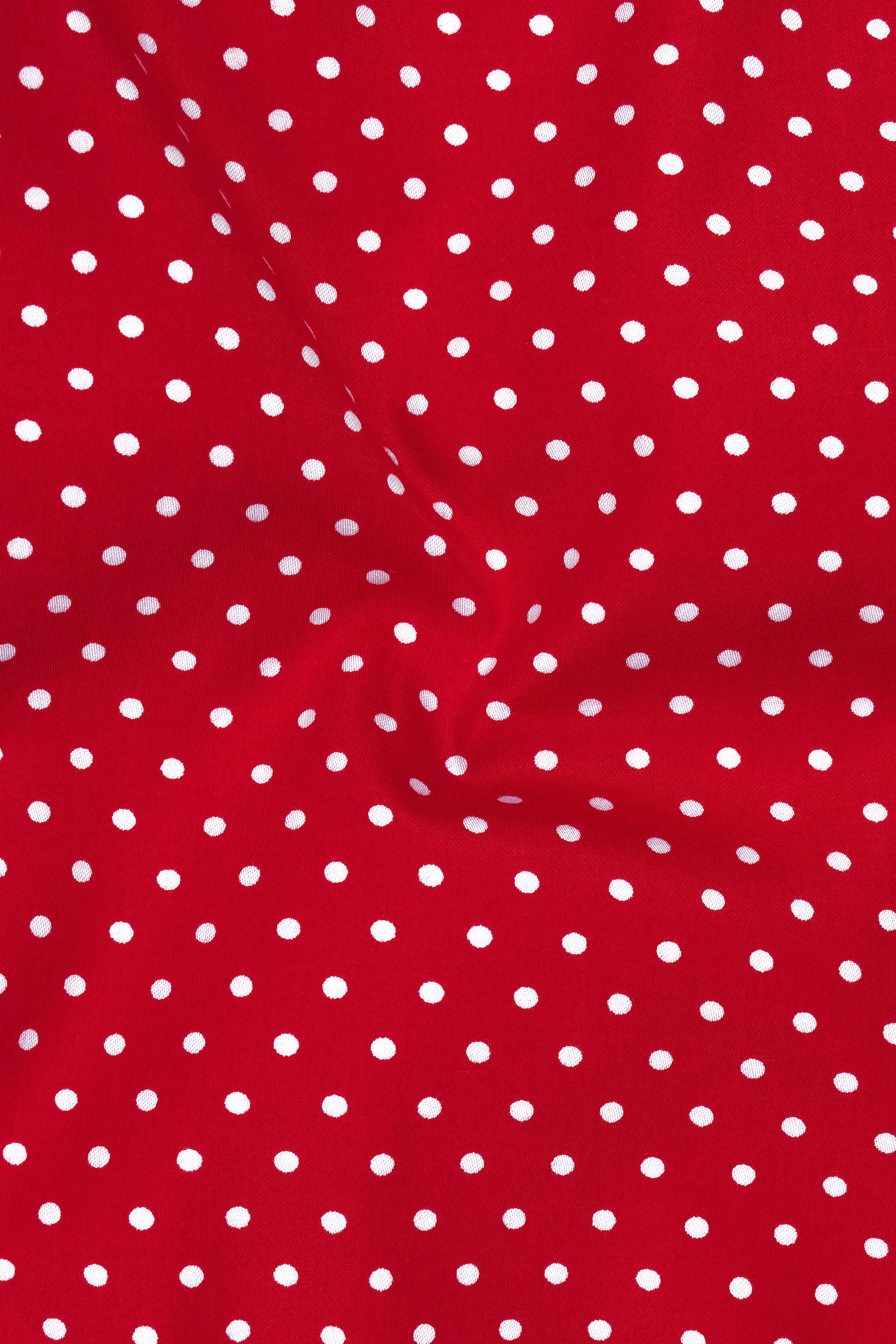 Firenze-Monza Red Micro Polka Dots Subtle Sheen Super Soft Premium Cotton Dress Shirt
