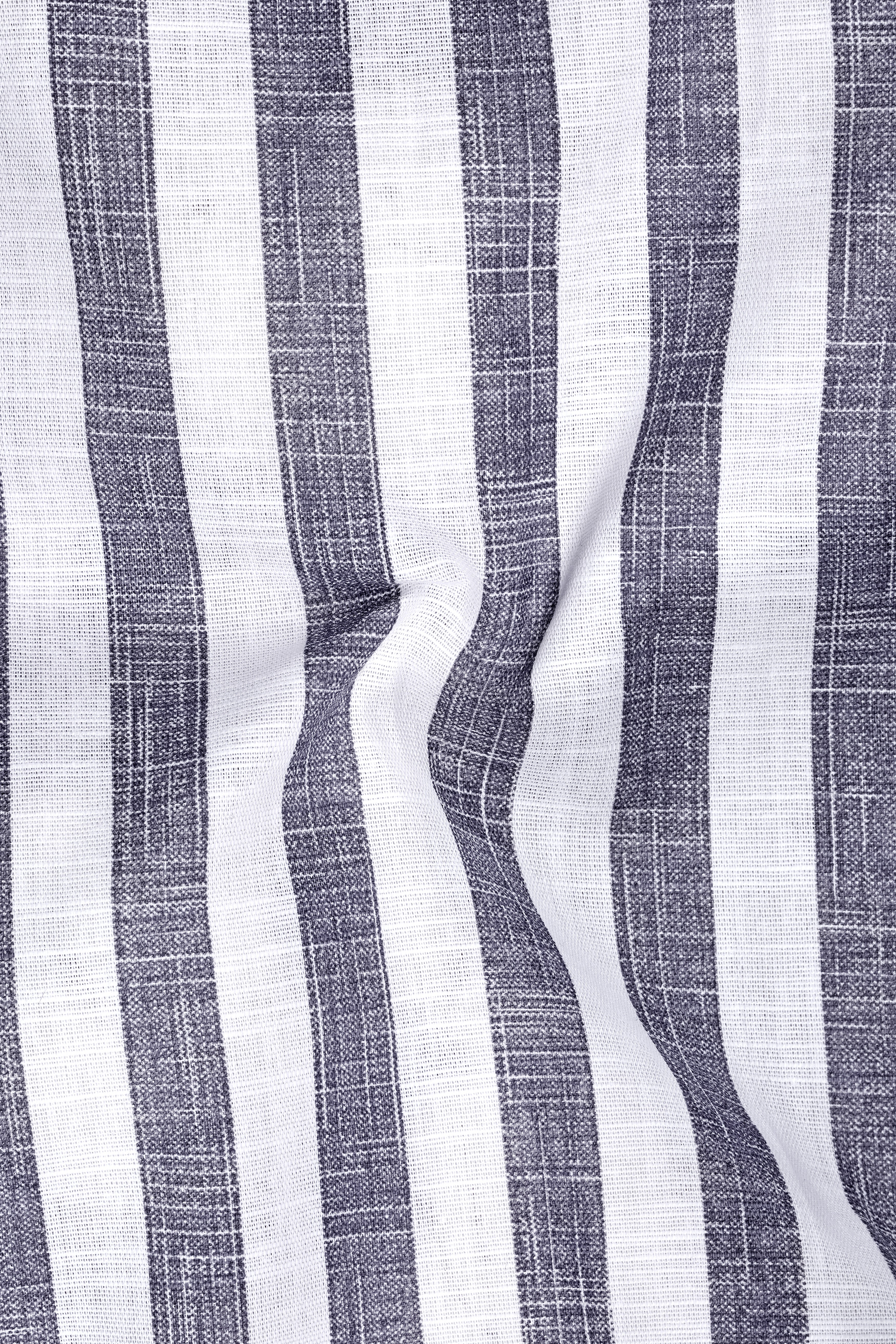 Avelon-Topaz Gray And Bright White Linen-Cotton Blend Dress Shirt