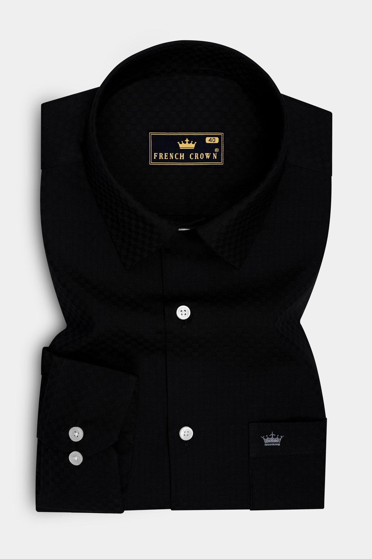 Obsidian-Jade Black Dobby Textured Premium Giza Cotton Dress Shirt