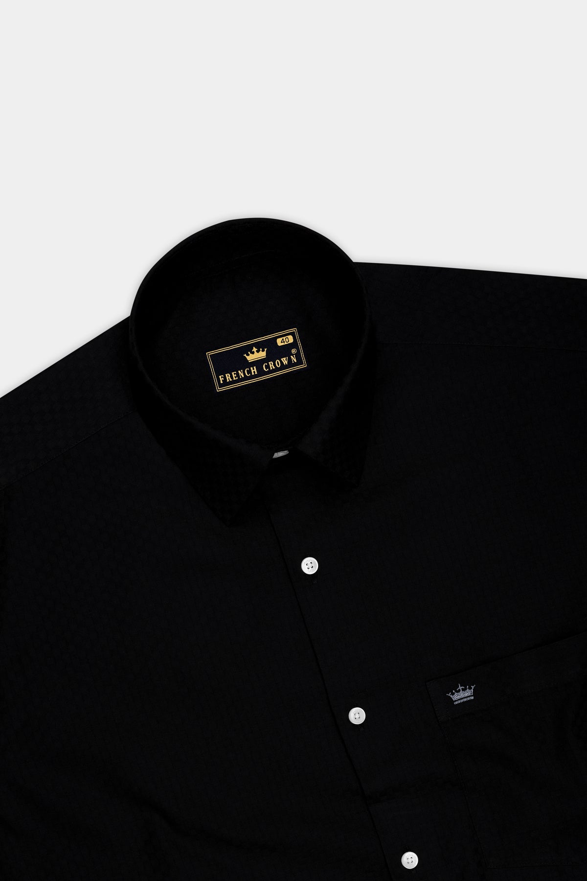 Obsidian-Jade Black Dobby Textured Premium Giza Cotton Dress Shirt