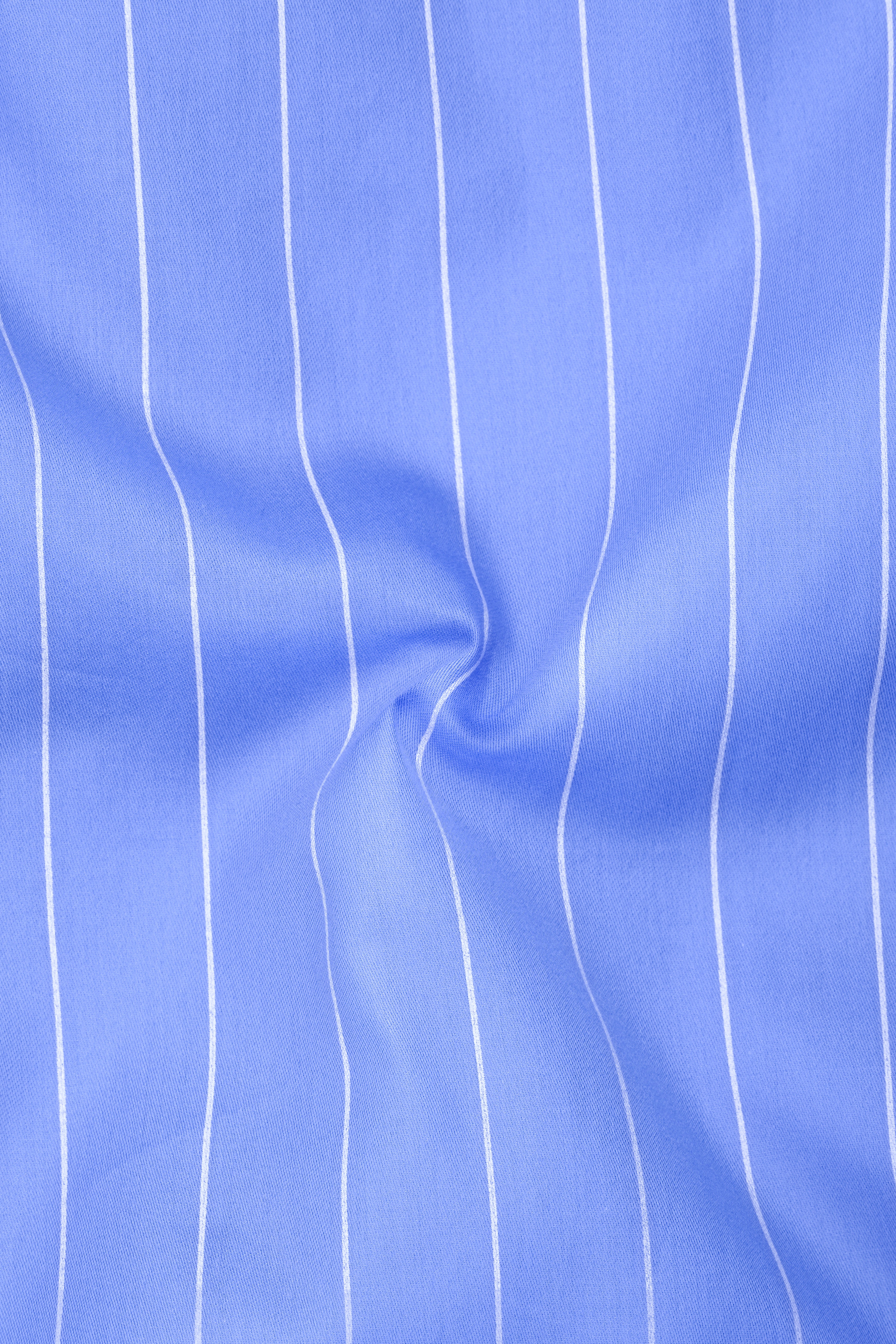 Elaris-Periwinkle Blue And Bright White Pin Striped Subtle Sheen Premium Cotton Dress Shirt