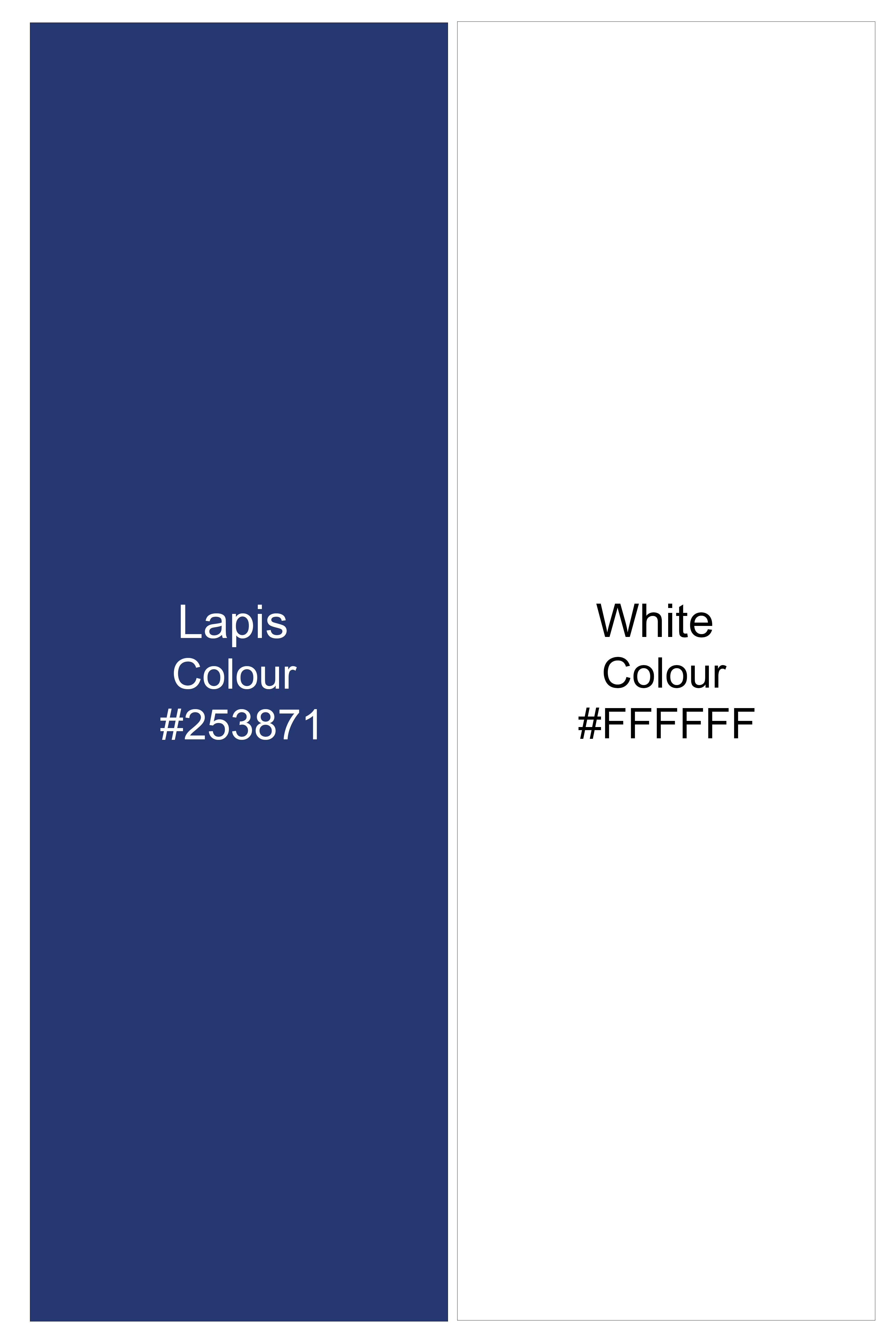 Cerulean-Lapis Blue And Bright White Candy Striped Subtle Sheen Premium Cotton Dress Shirt
