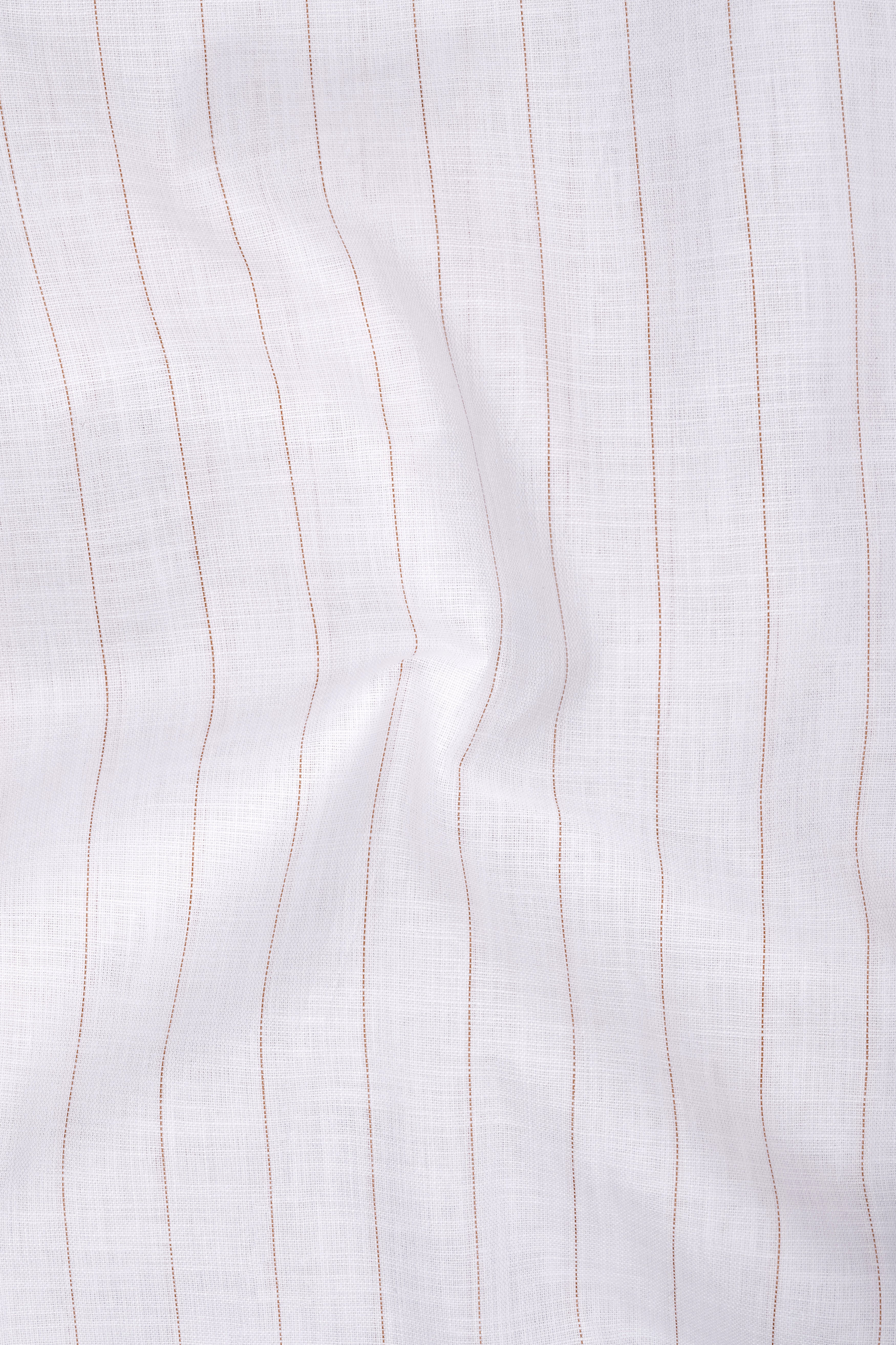 Prestige-Bright White And Cocoa Brown Pin Striped Luxurious Linen Dress Shirts
