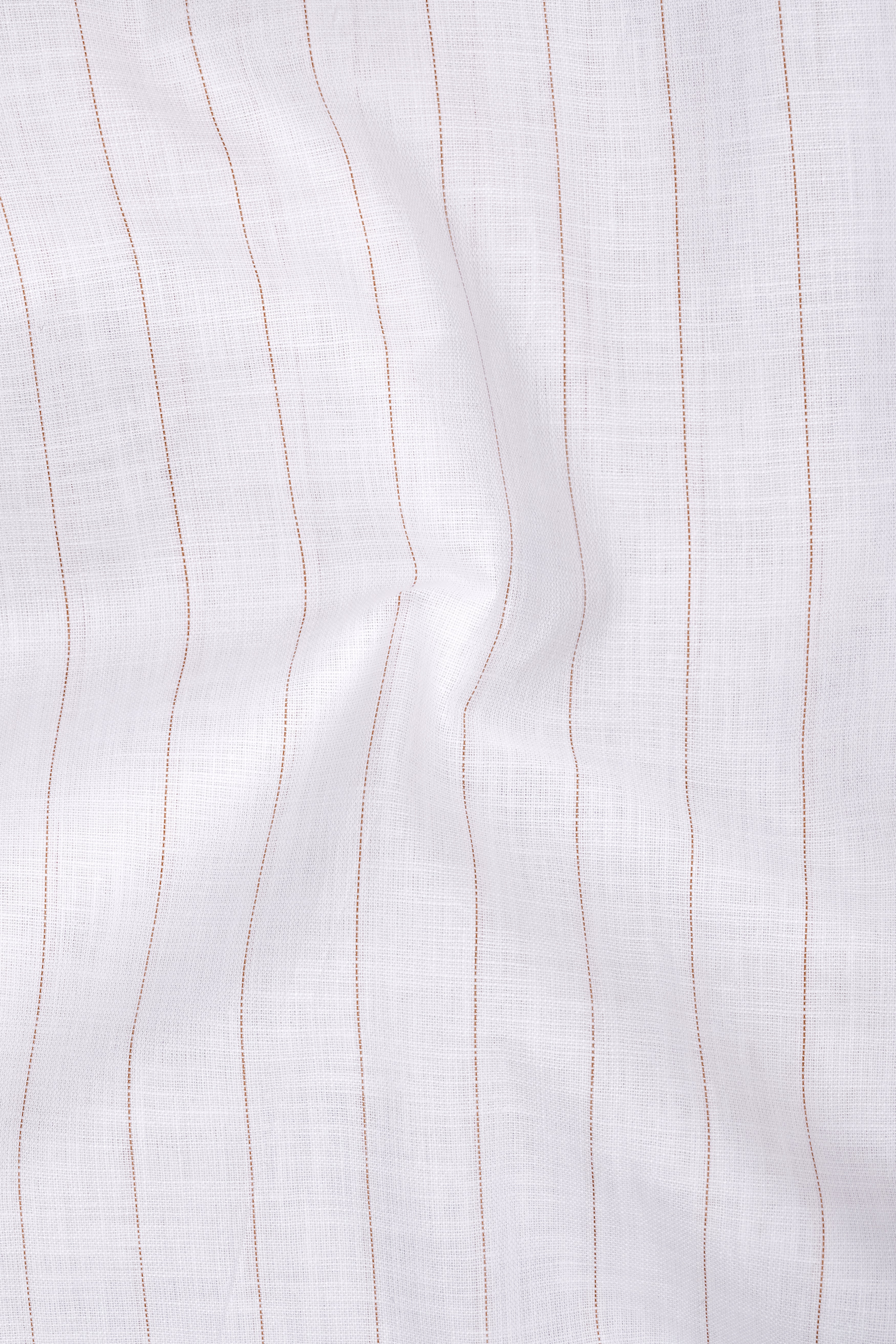 Prestige-Bright White And Cocoa Brown Pin Striped Luxurious Linen Button Down Dress Shirts