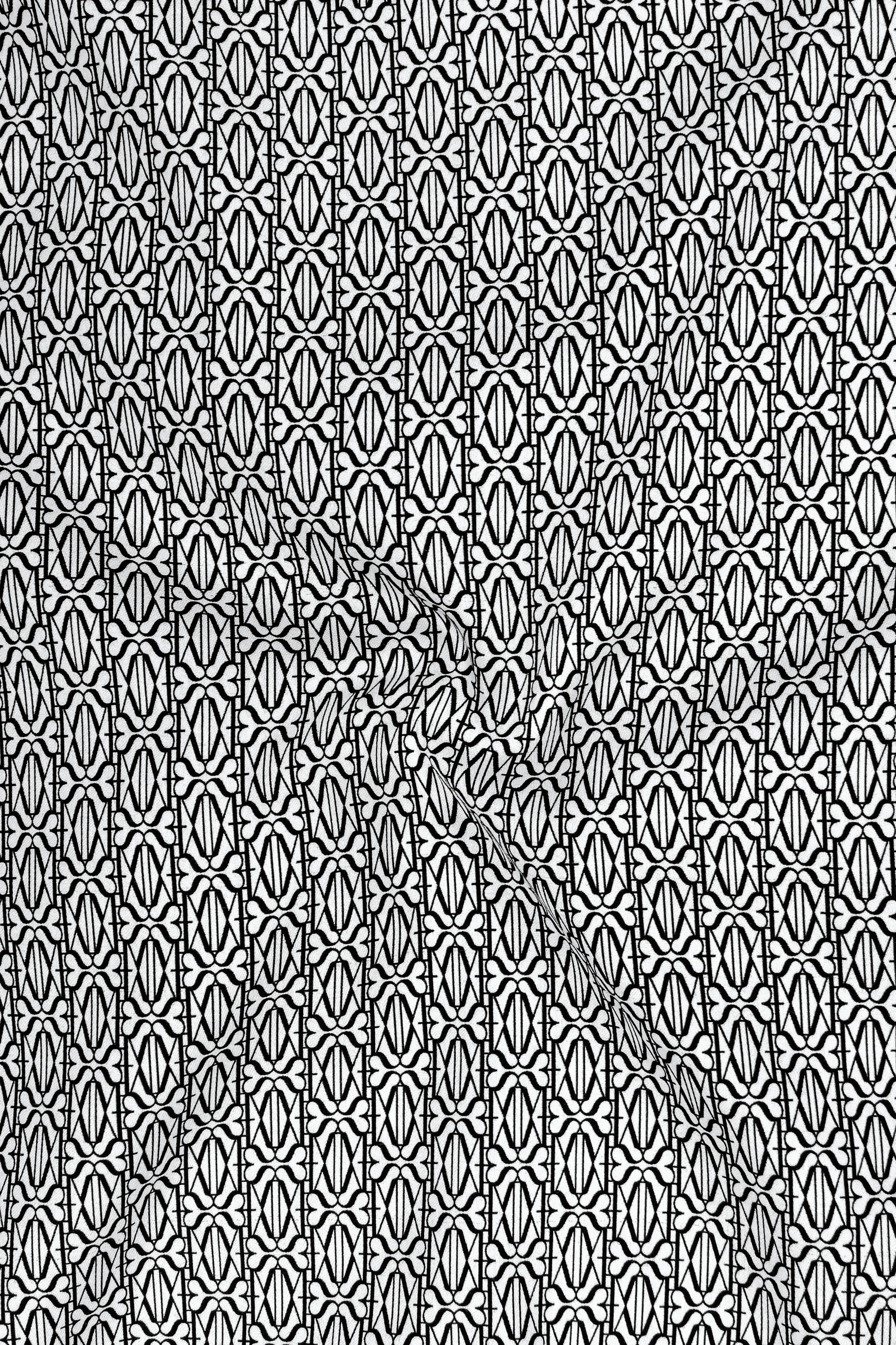 Zenvier-Jade Black And Bright White Monogram Printed Subtle Sheen Super Soft Premium Cotton Casual Shirt