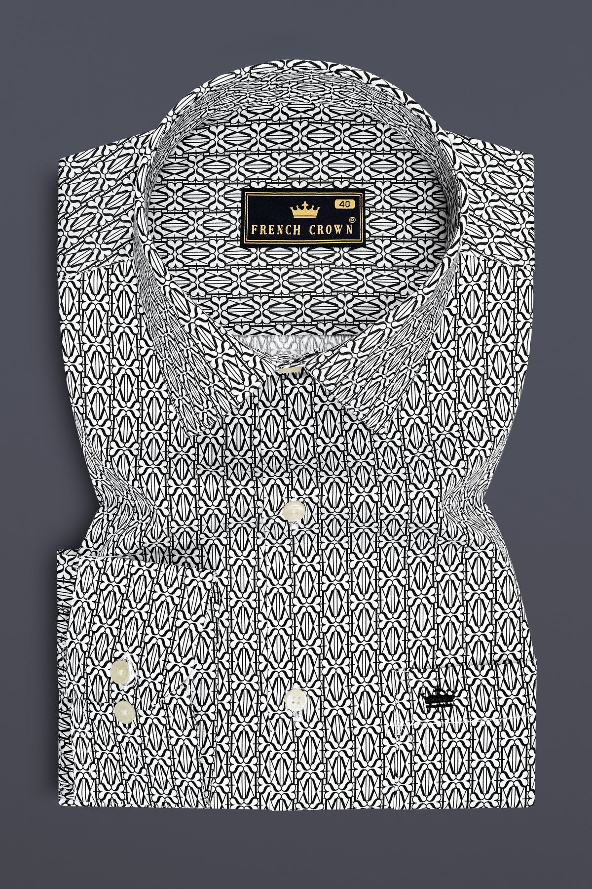 Zenvier-Jade Black And Bright White Monogram Printed Subtle Sheen Super Soft Premium Cotton Casual Shirt