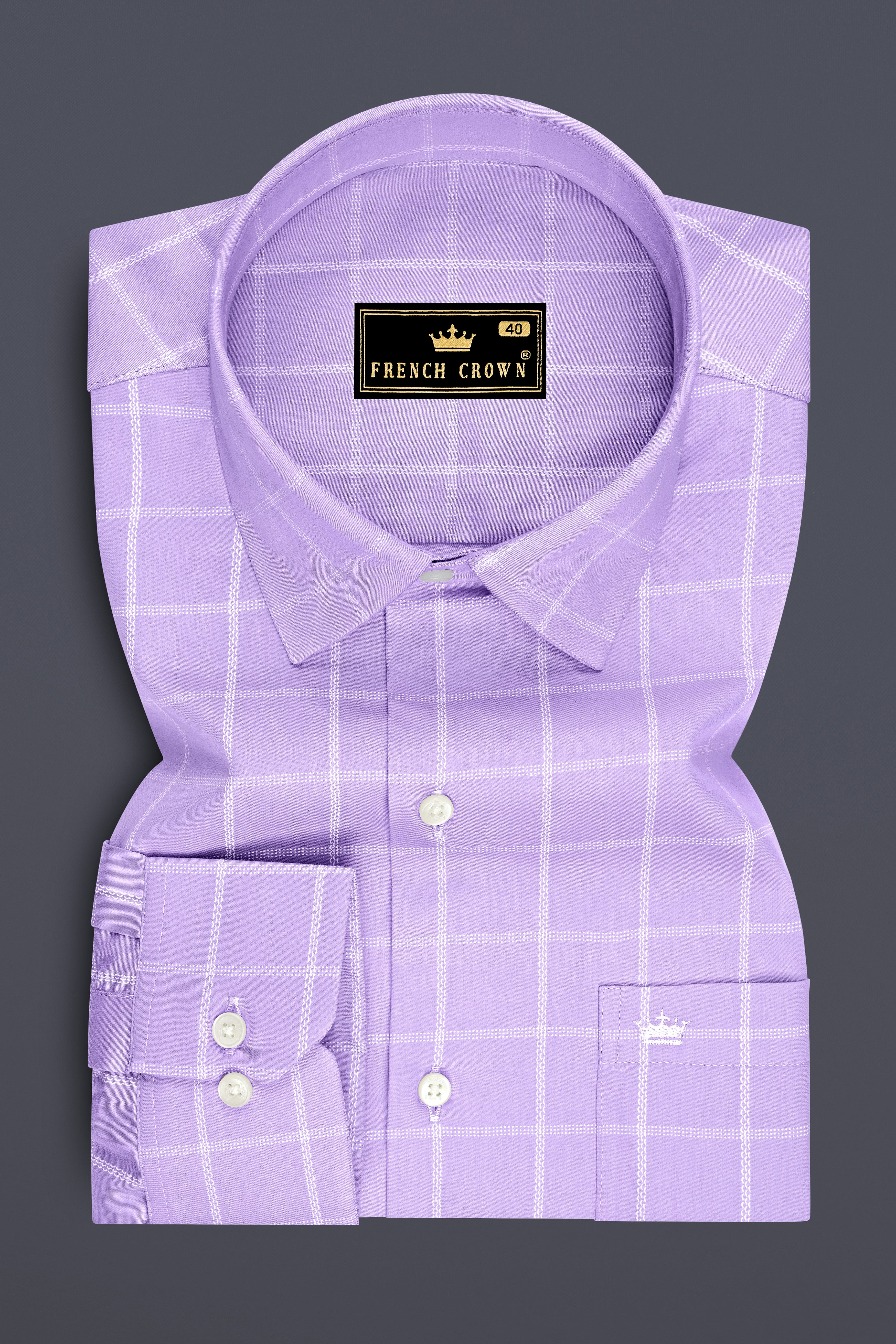 Roselle-Thistle Pink Windowpane Subtle Sheen Soft Premium Cotton Dress Shirt