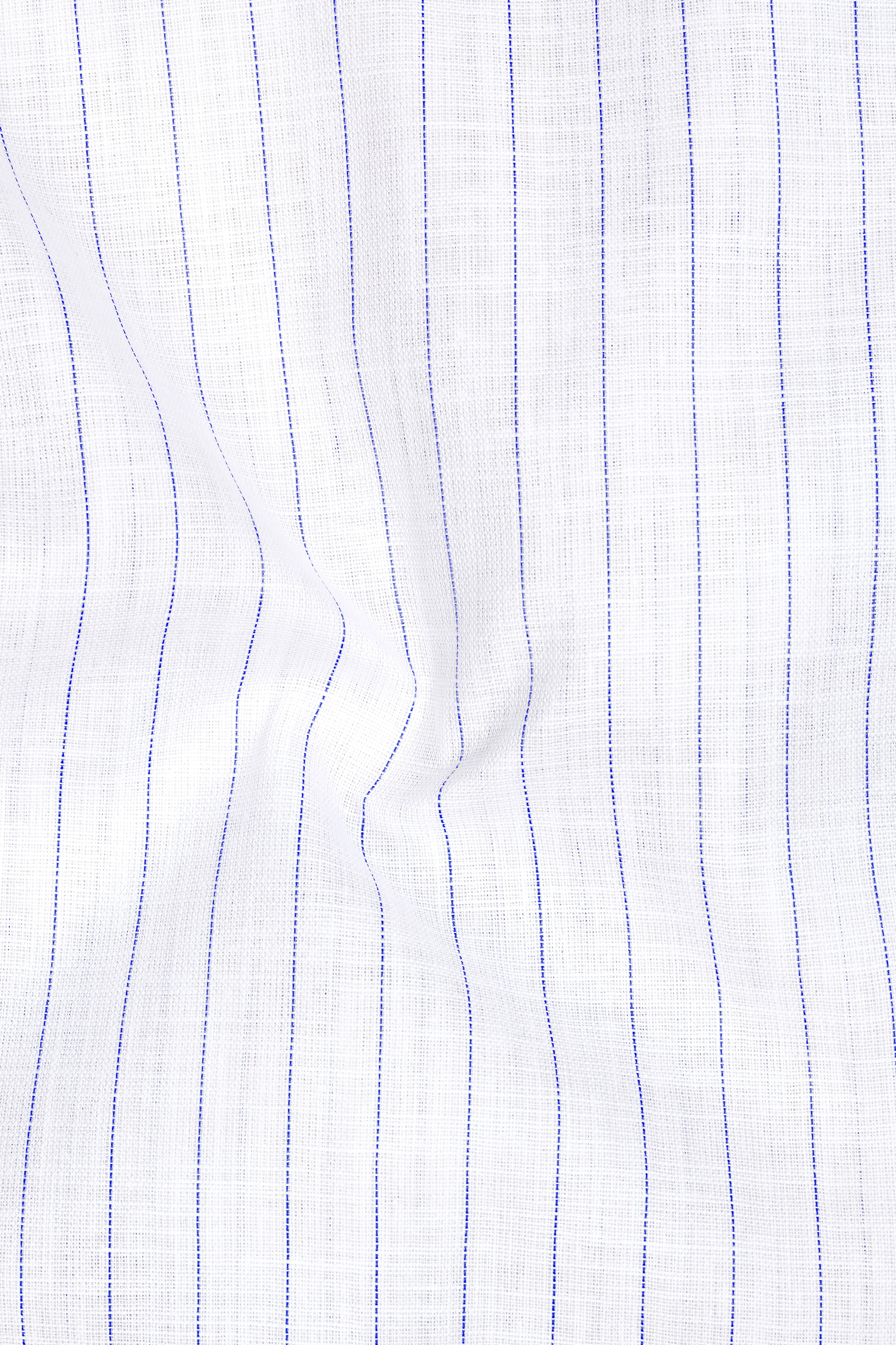 Mariner-Bright White And Scampi Blue Pin Striped Striped Luxurious Linen Button Down Dress Shirt