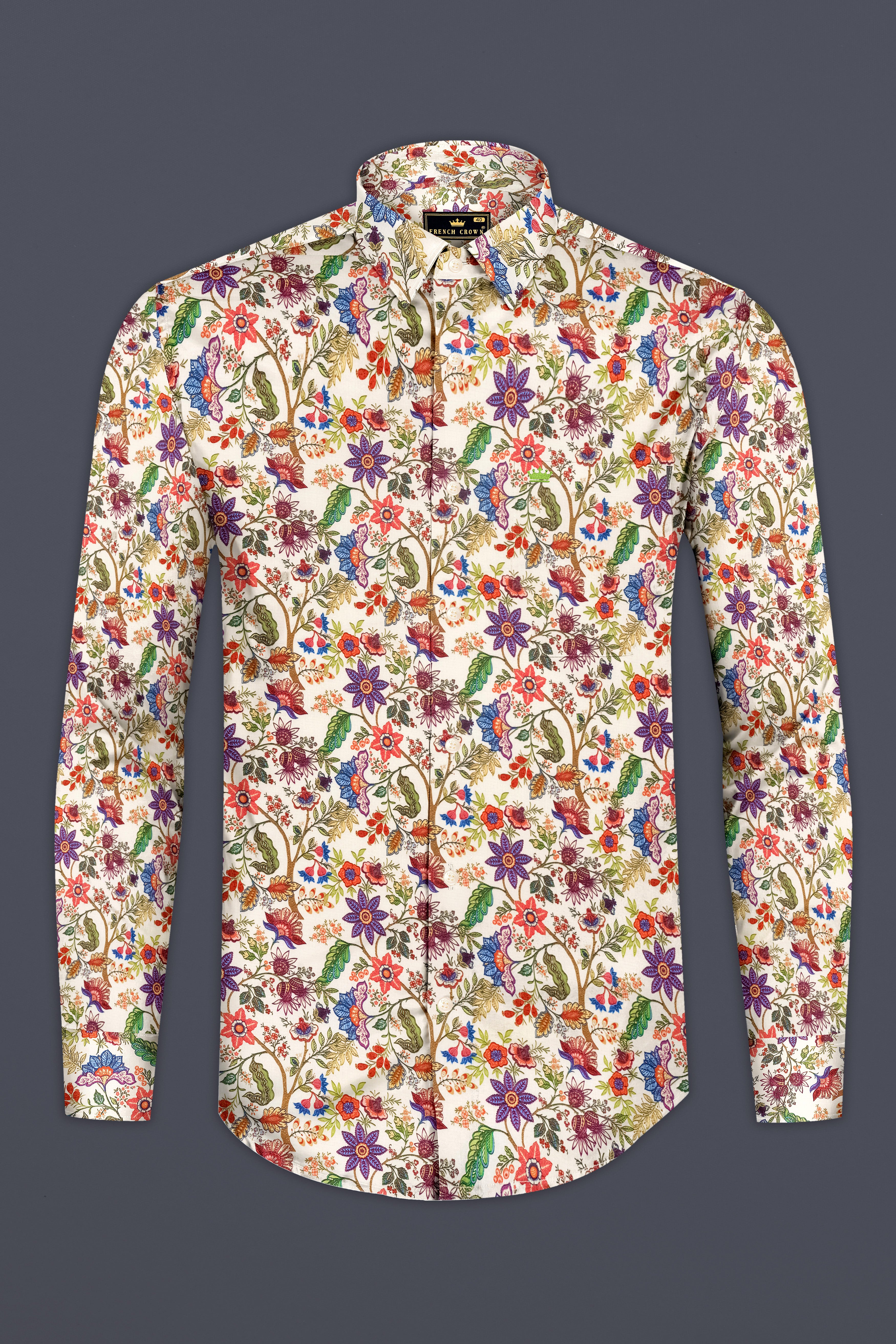 Heritage-Vista Off White And Sycamore Green Heritage Printed Subtle Sheen Super Soft Premium Cotton Casual Shirt
