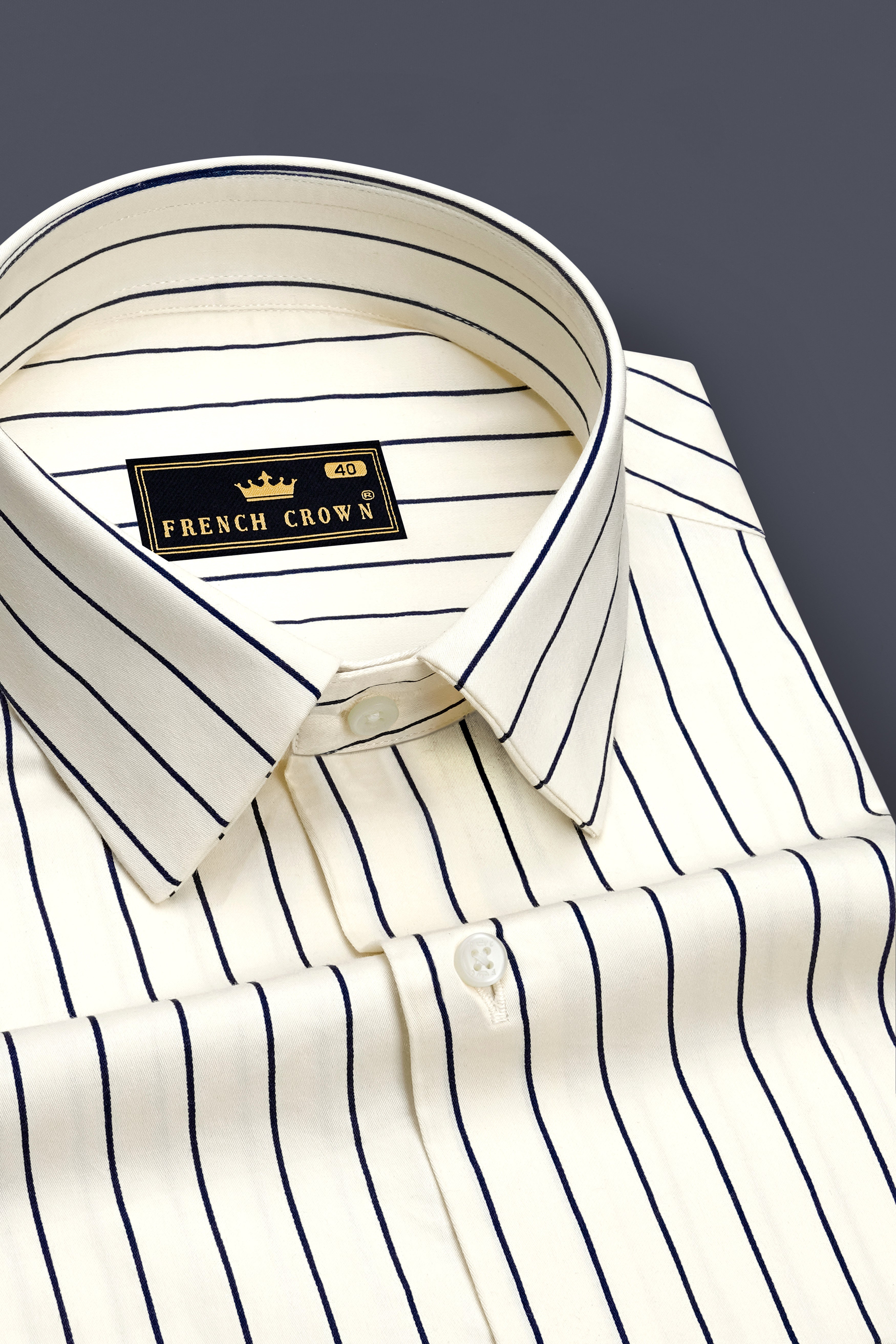 Elaris-Alabaster Cream Pin Striped Subtle Sheen Super Soft Premium Cotton Dress Shirt