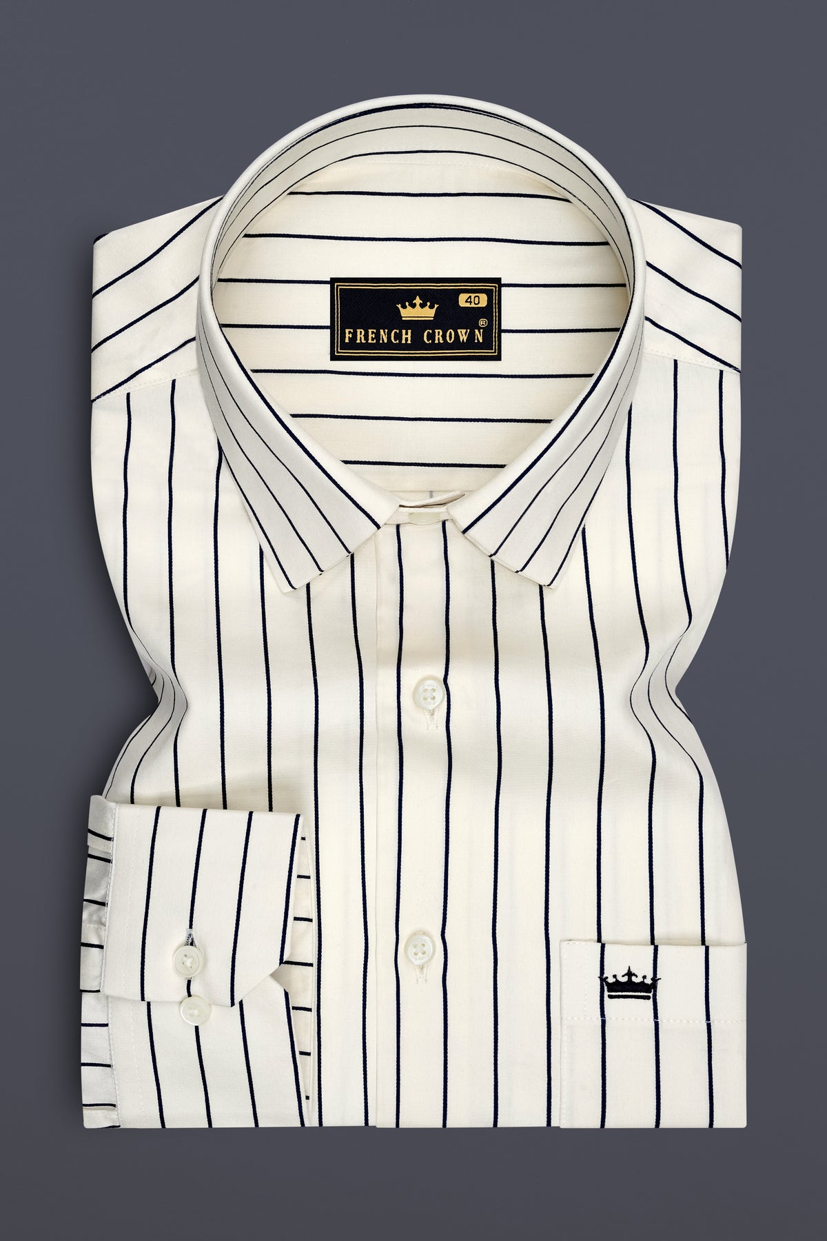 Elaris-Alabaster Cream Pin Striped Subtle Sheen Super Soft Premium Cotton Dress Shirt