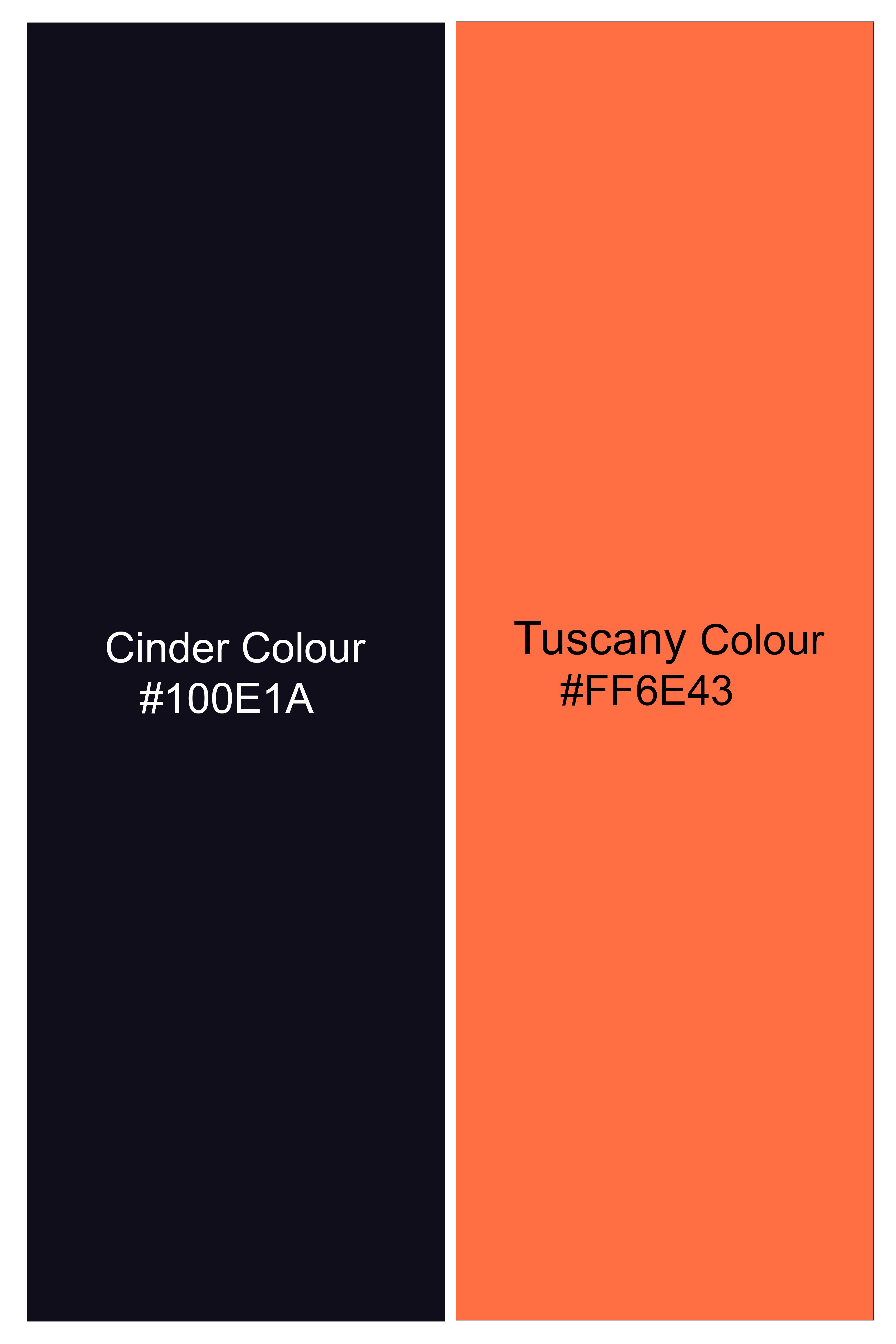 Tigra-Cinder Blue And Tuscany Orange Fierce Tiger Swirl Printed Subtle Sheen Super Soft Premium Cotton Casual Shirt