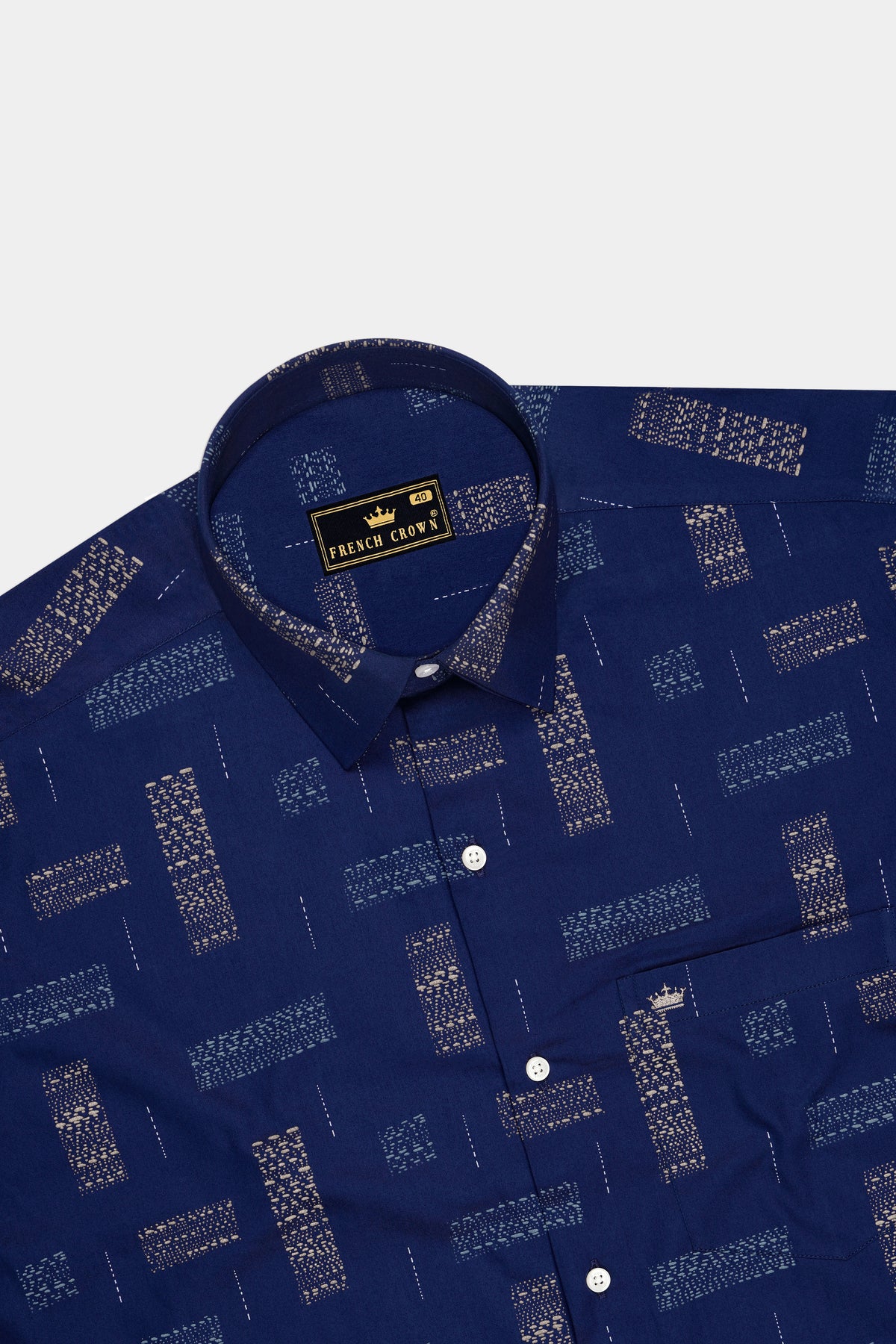 Ikara-Mirage Blue Artisan Ikat Printed Subtle Sheen Super Soft Premium Cotton Dress Shirt