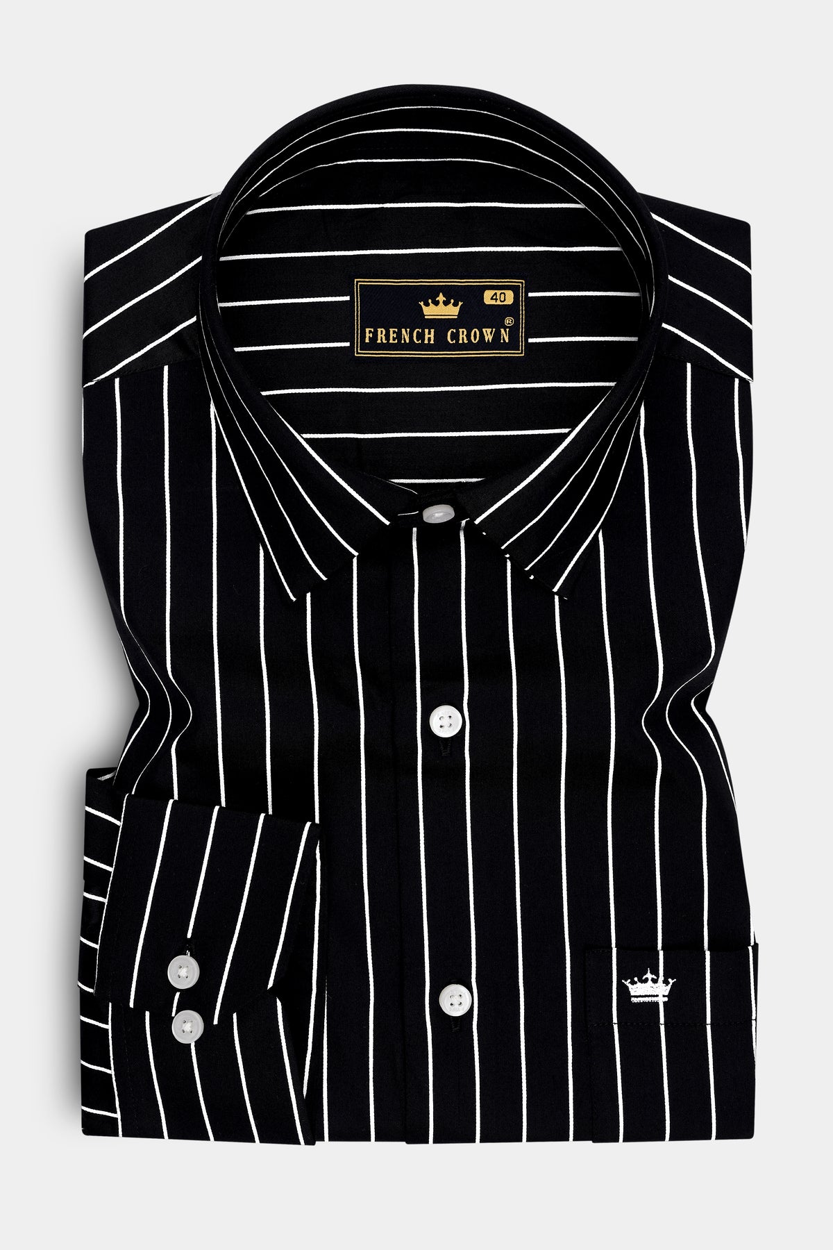 Monarch-Jade Black and Bright White Pin Striped Subtle Sheen Super Soft Premium Cotton Dress Shirt