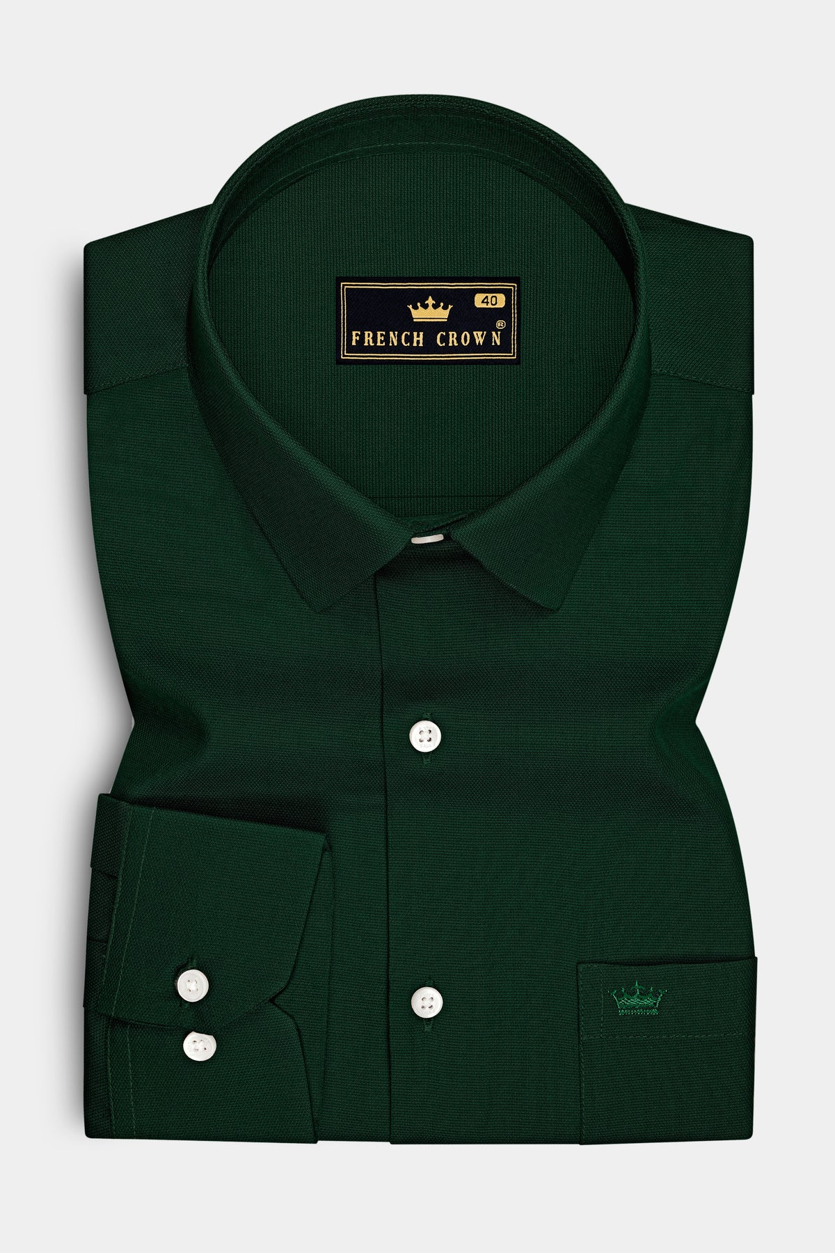 Sylvan-Pine Green Dobby Textured Premium Giza Cotton Dress Shirt