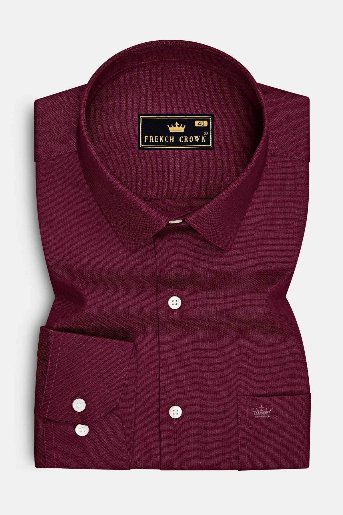 Velour-Berry Wine Dobby Textured Premium Giza Cotton Dress Shirt