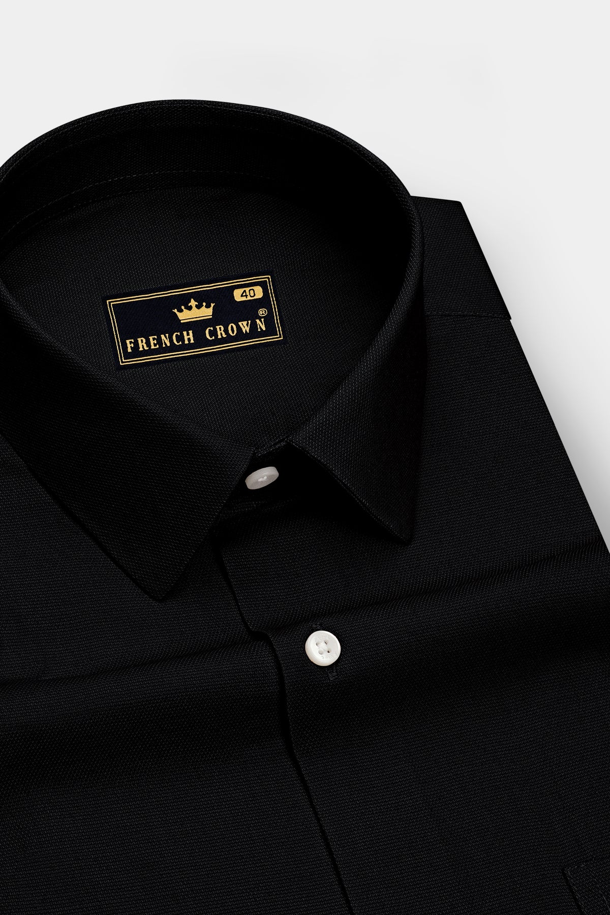 Obsidian-Jade Black Dobby Textured Premium Giza Cotton Dress Shirt